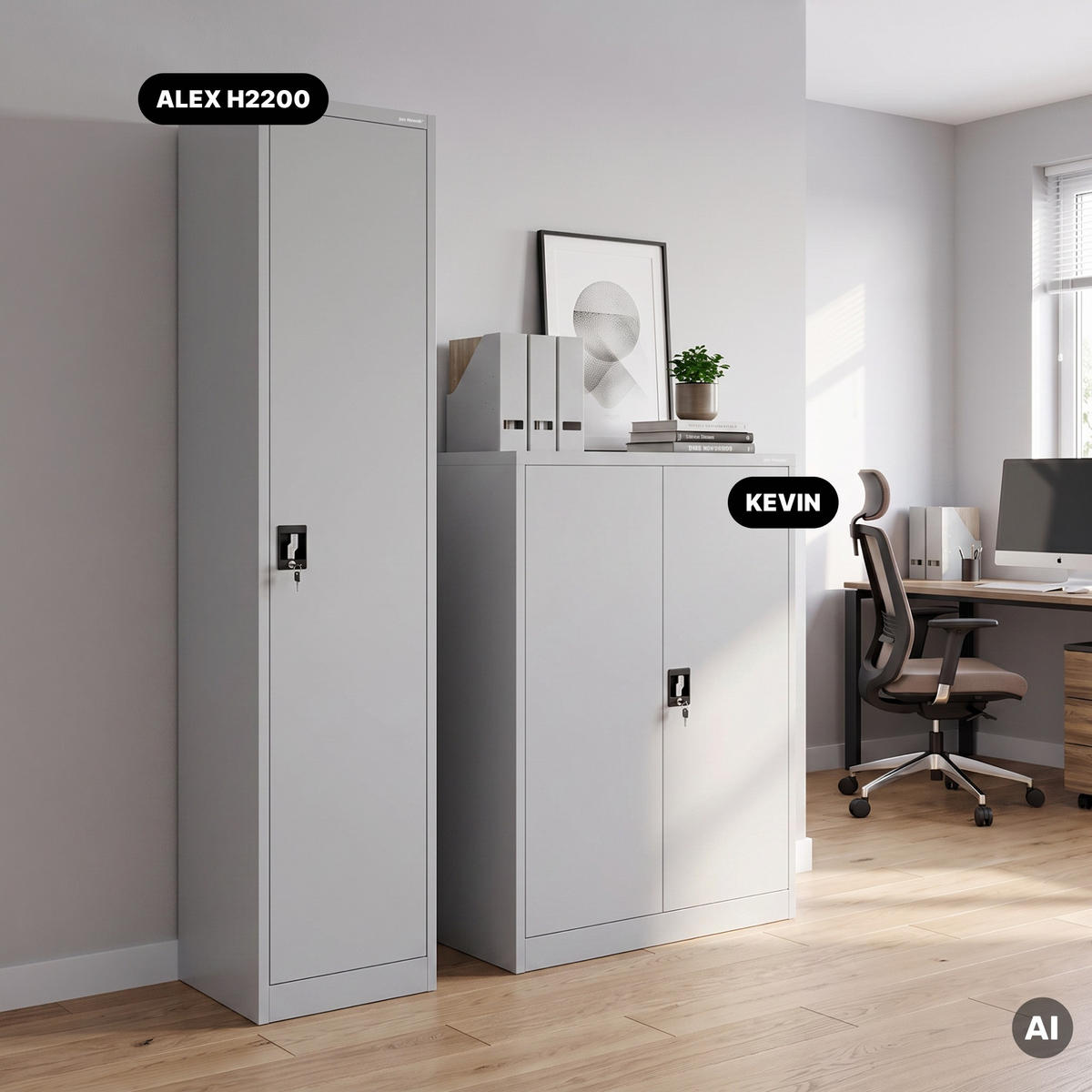 AKTENSCHRANK ALEX 220 - Grau, Metall (45/220/40cm) - Jan Nowak