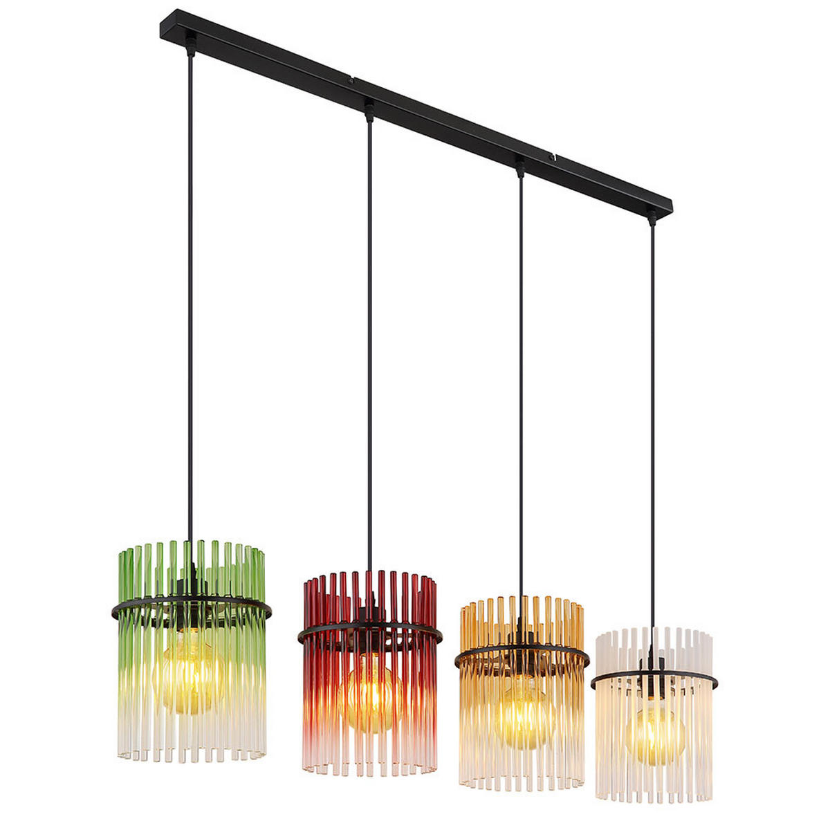 LED HÄNGELEUCHTE Glas bunt Schwarz - Multicolor, Glas (110/20/140cm) - Globo Lighting