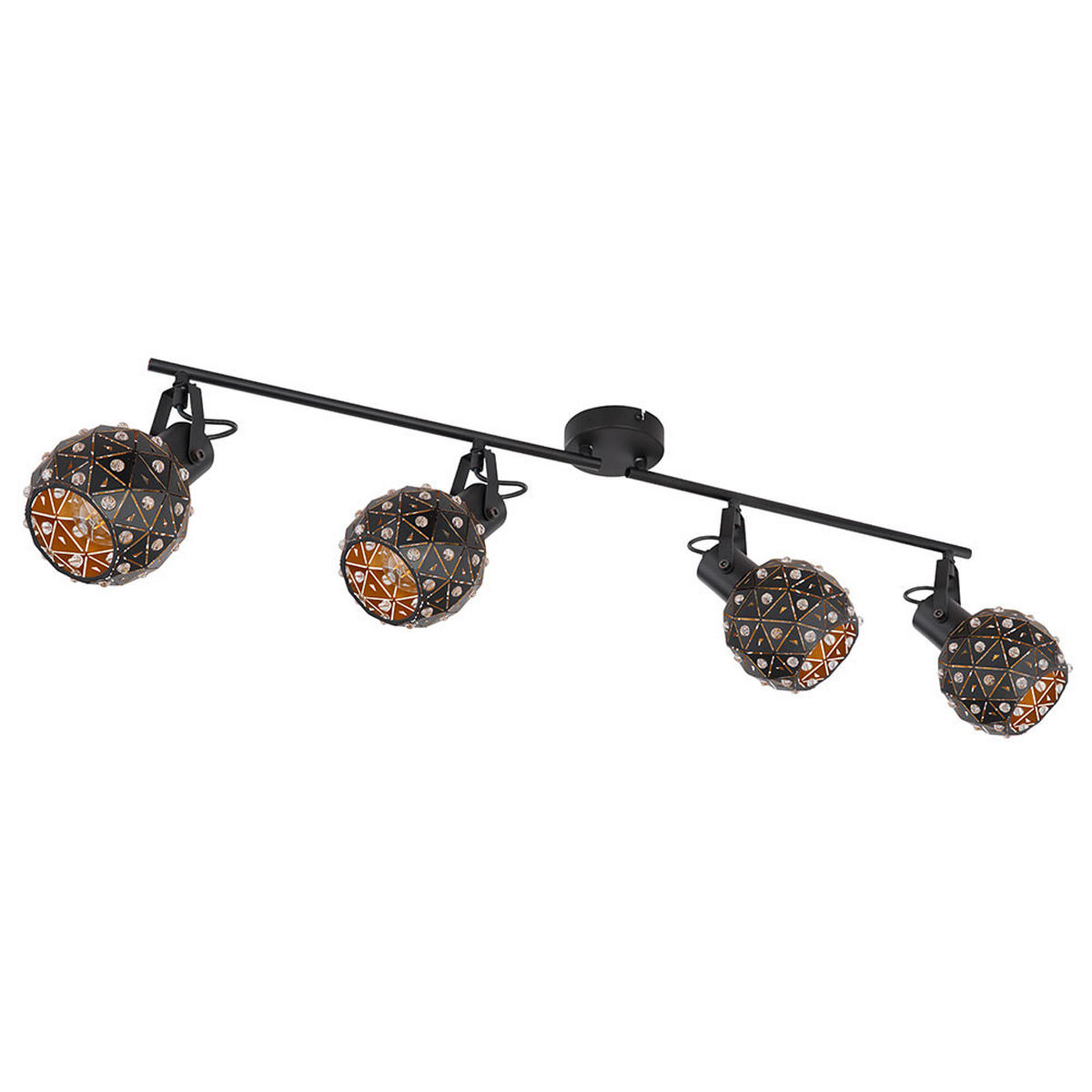 DECKENLEUCHTE Metall Schwarz 4 flammig - Schwarz, Glas (90/12/26cm) - Globo Lighting