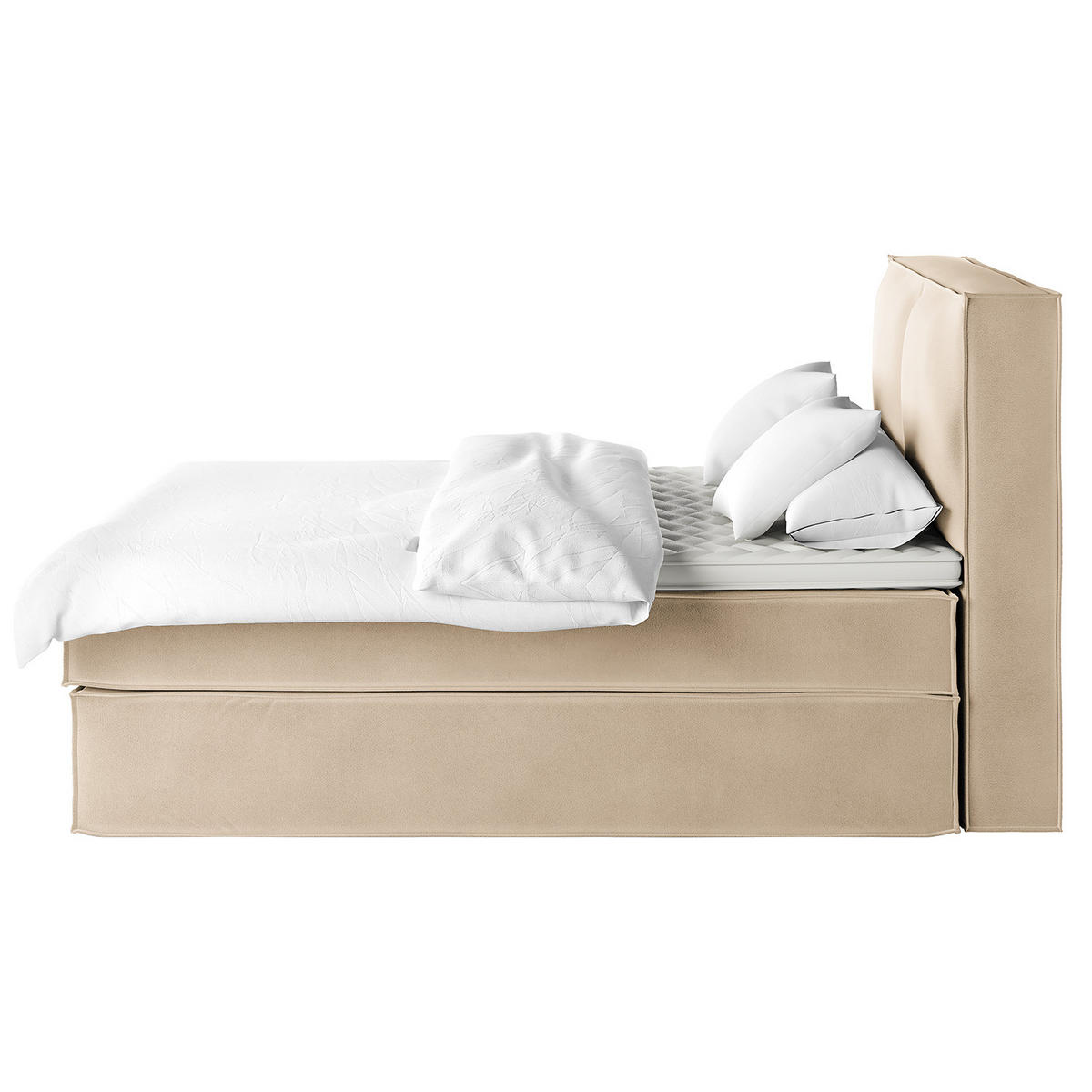 BOXSPRINGBETT mit Kopfteil - Premium - Beige, Textil (140/200cm) - home24