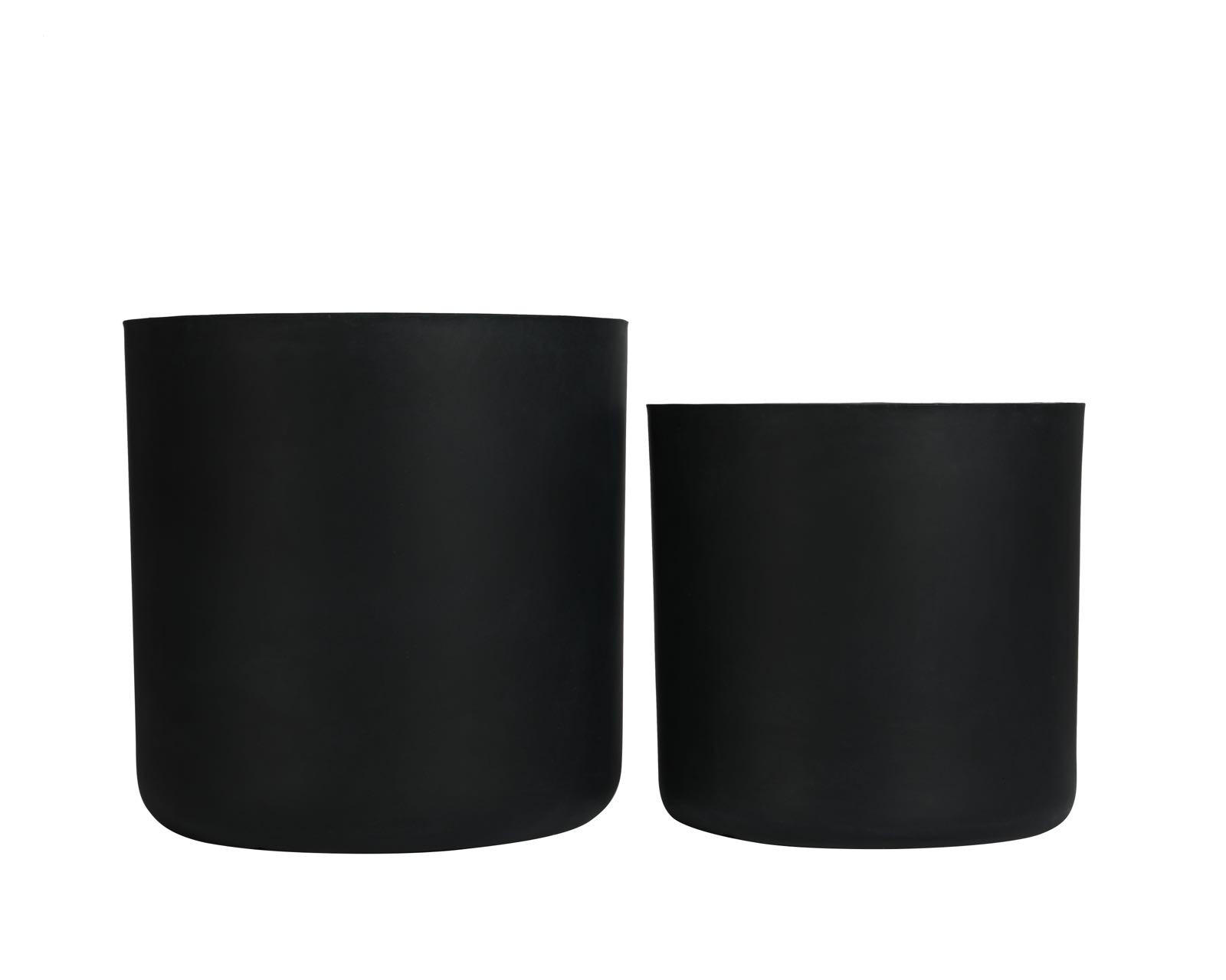 BLUMENTOPF Ø 40/34 cm Schwarz mit Abflusslöcher (2 Stück) - Schwarz, Naturmaterialien (33.8/32.3cm) - Oxeza