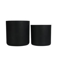 BLUMENTOPF Ø 40/34 cm Schwarz mit Abflusslöcher (2 Stück) - Schwarz, Naturmaterialien (33.8/32.3cm) - Oxeza