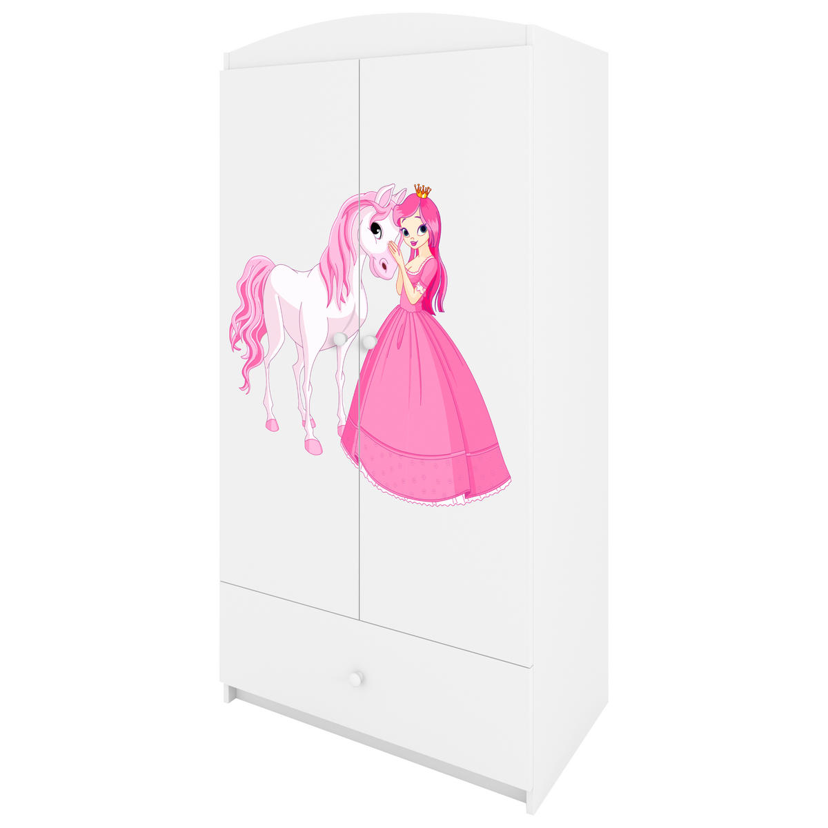 KINDERKLEIDERSCHRANK Prinzessin I - Weiß, Holzwerkstoff (90/175/52cm) - RAUMHIRSCH FURNITURE