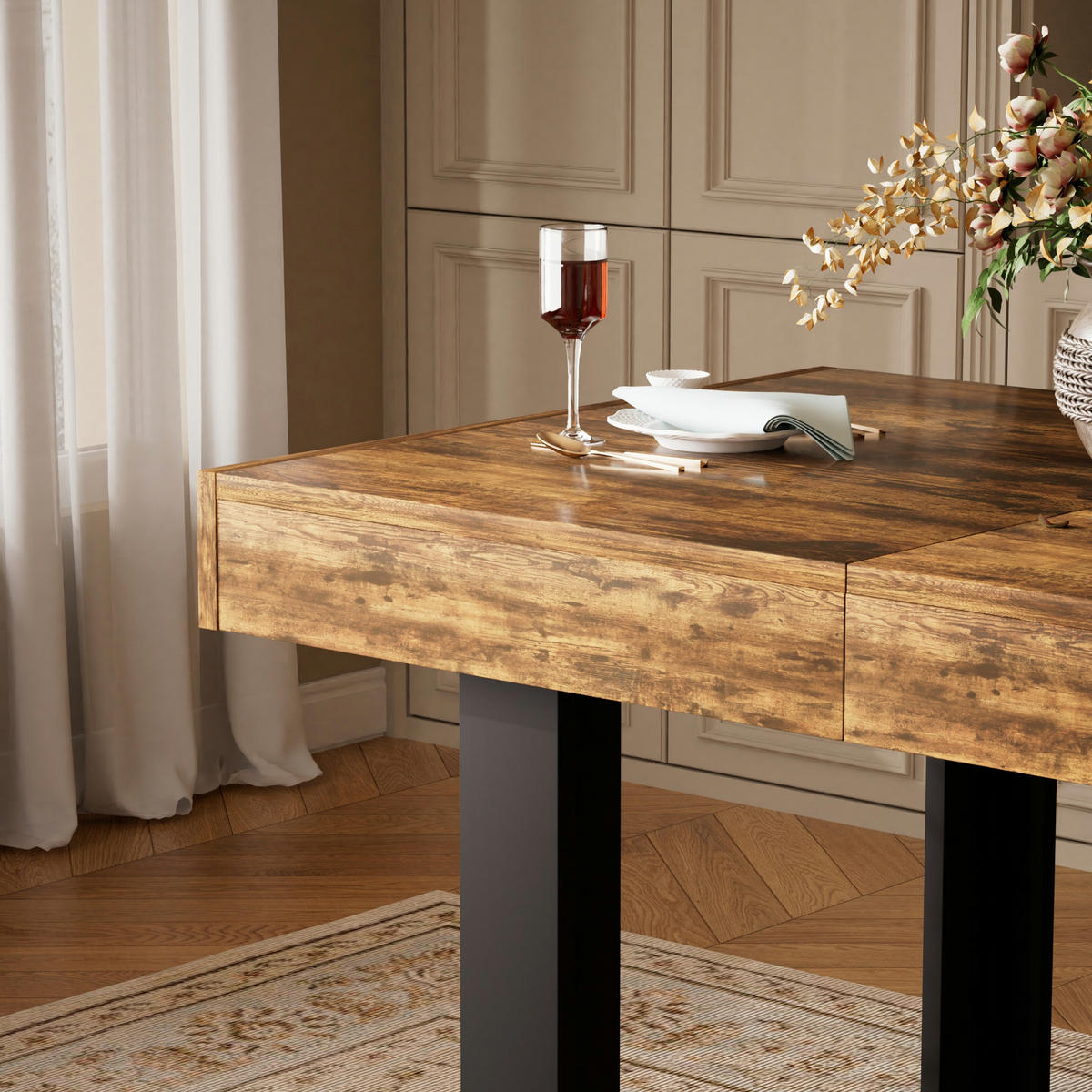 ESSTISCH ausziehbar 120-160/80/76 cm im Retro-Stil DE-39971 Rustikal-Braun - Braun, Holzwerkstoff (75/120/75cm) - ComfortXL