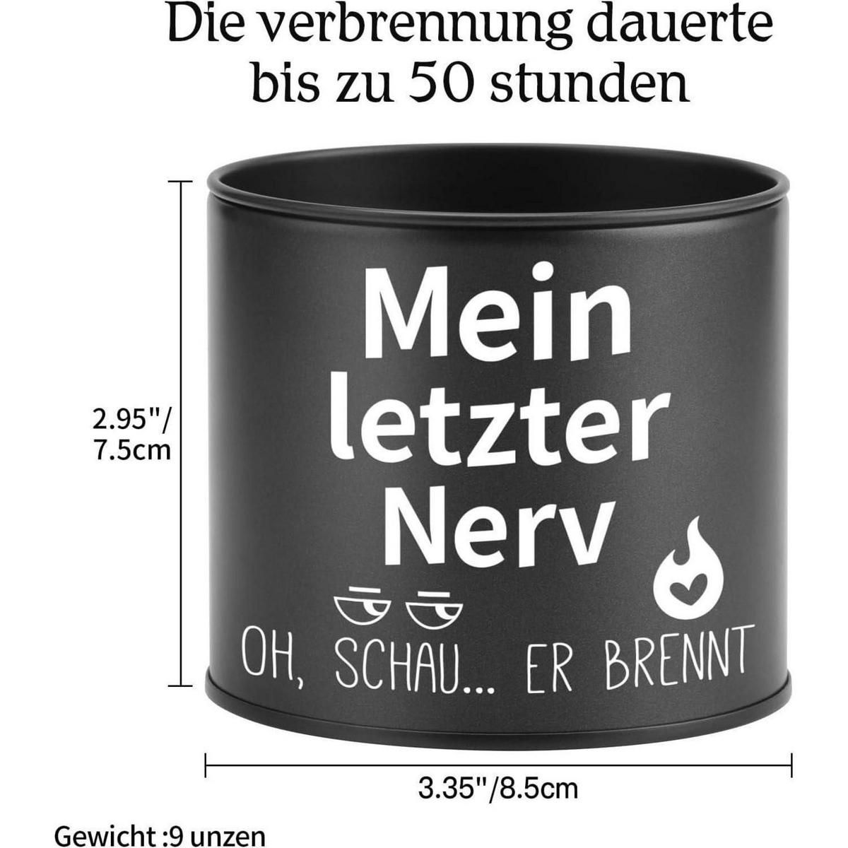 DUFTKERZE Metall Schwarz "Mein letzter Nerv" 9OZ - Schwarz, Paraffin (7.5cm)