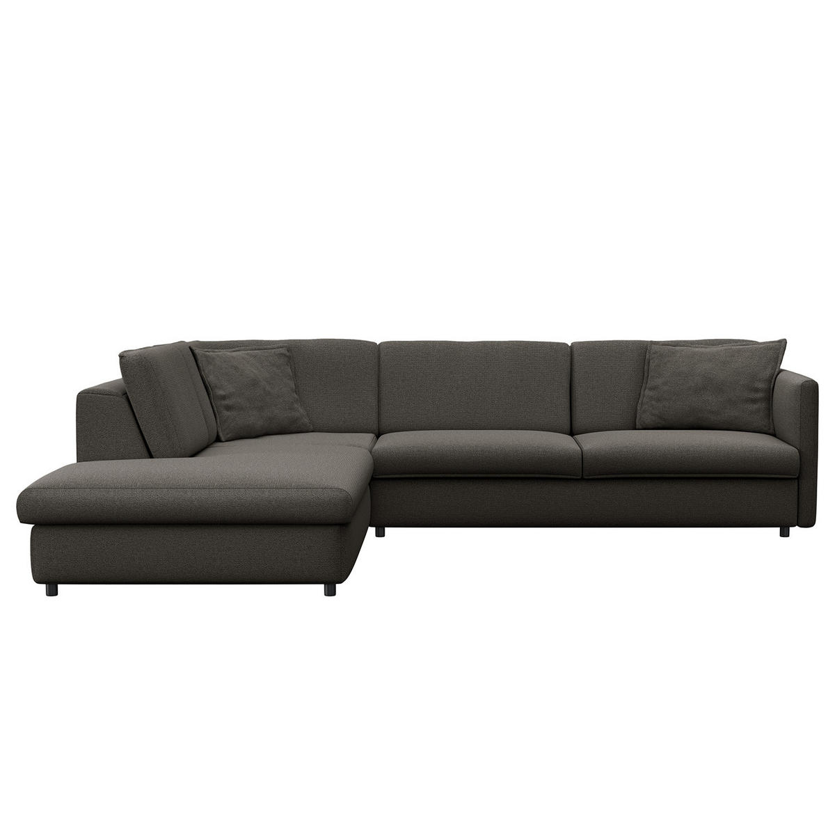 ECKSOFA mit Ottomane - Anthrazit/Schwarz, Kunststoff/Textil (328/272cm) - home24