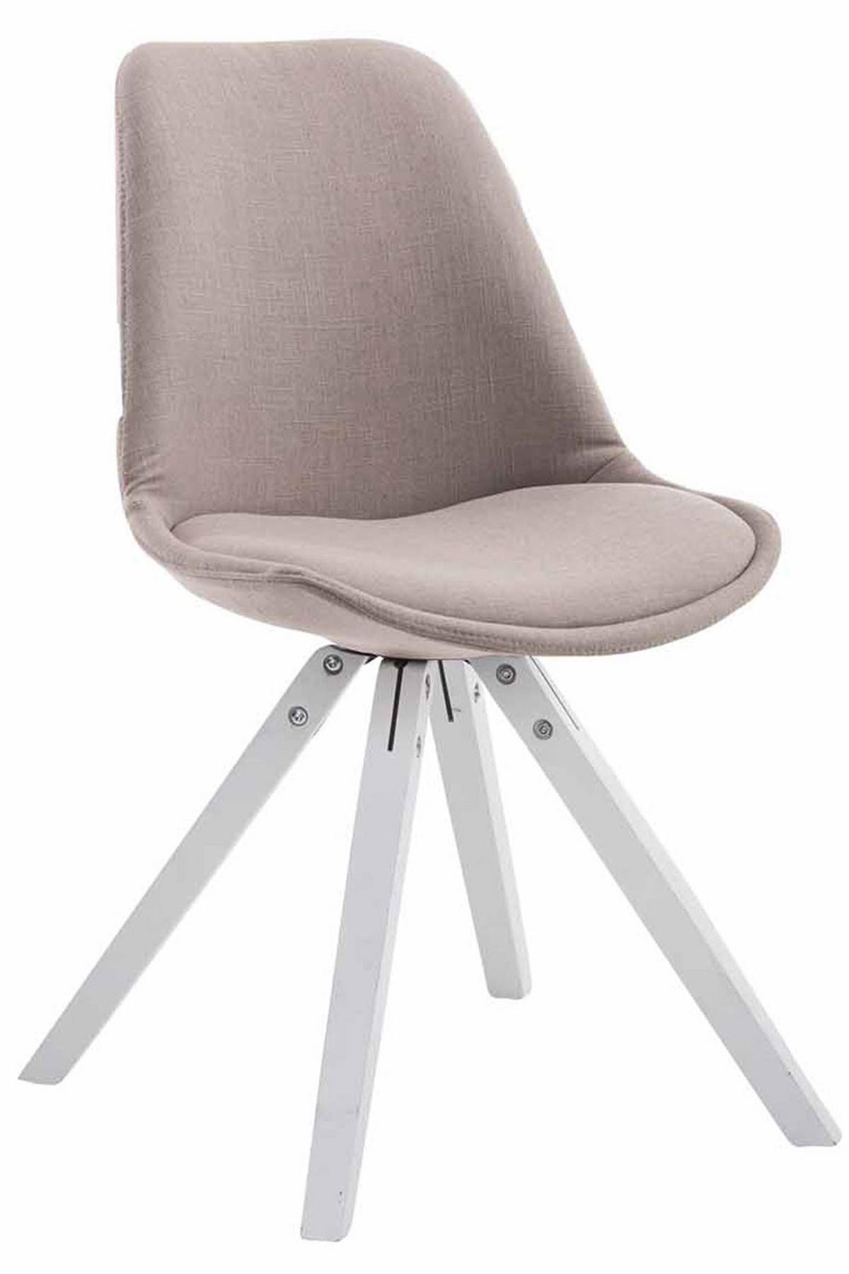 STUHL Stoff taupe - Taupe/Weiß, Holz/Textil (48/84/56cm) - CLP