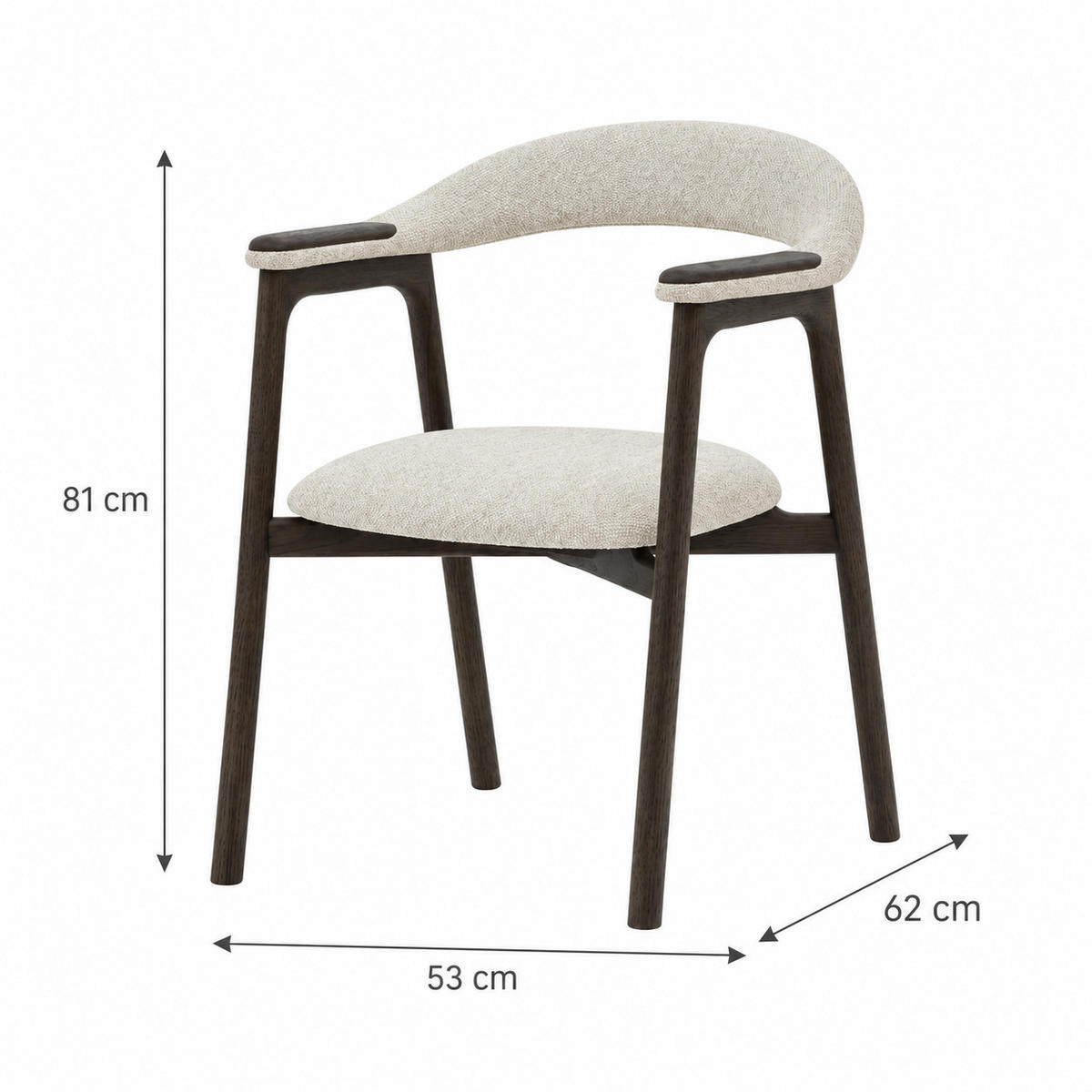 STUHL Franz, Eiche Espresso, Stoff Beige - Beige, Holz (53/81/62cm) - WOODEK