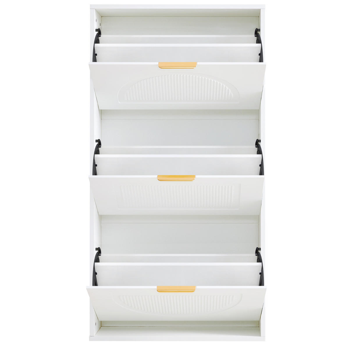 SCHUHSCHRANK aus MDF & Spanplatte 60x24x114cm in Weiß mit 3 Klappen - Weiß, Holzwerkstoff (60/114/24cm) - Modfu