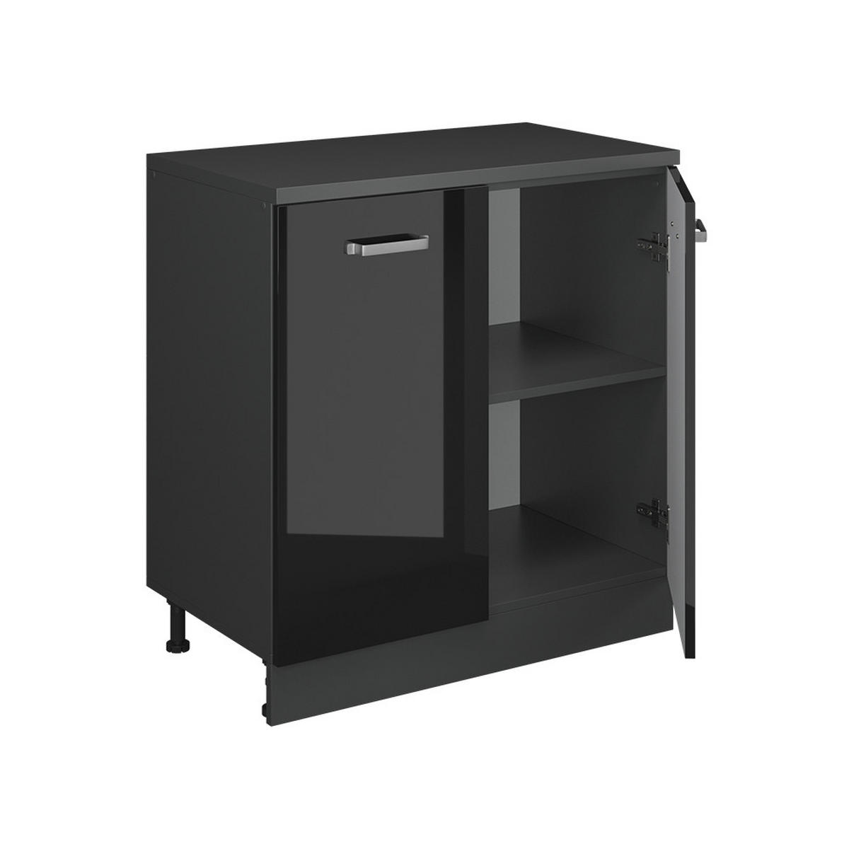 OMARICA ZA PODSTREŠJE Rion Črna visok sijaj 80 x 81.6 cm brez naklona z 2 vrati - črna/visok sijaj, leseni material (80/83.8/46cm) - Vicco