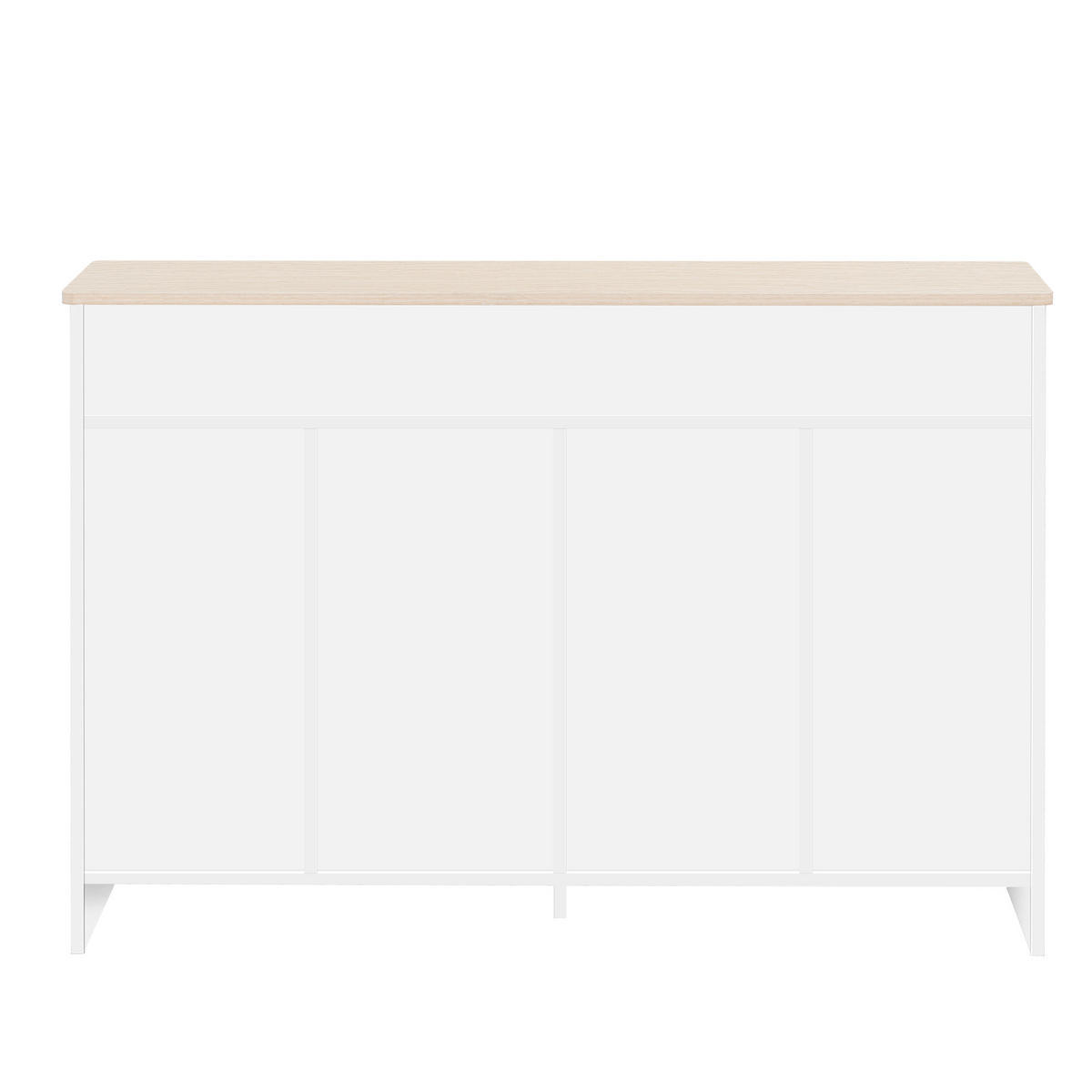 SIDEBOARD 120/37/80 cm mit 4 Türen, 2 Schubladen & Glaseinsatz im Landhausstil - Weiß, Holzwerkstoff (120/80/37cm) - BEAOK