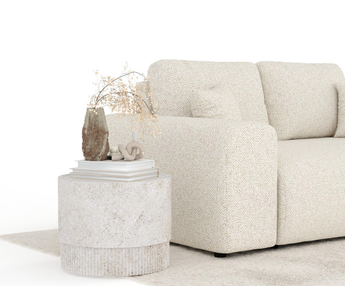 2-SITZER-SOFA Zanzibar Creme Plüschstoff - Creme/Schwarz, Holz/Holzwerkstoff (178/79/108cm) - Maison de Reve