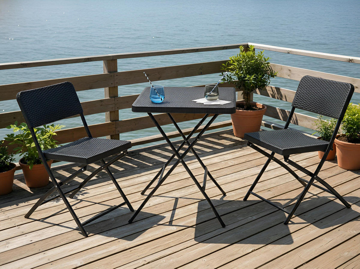BISTRO-SET klappbar Schwarz Trappeto - Schwarz, Kunststoff - Beliani