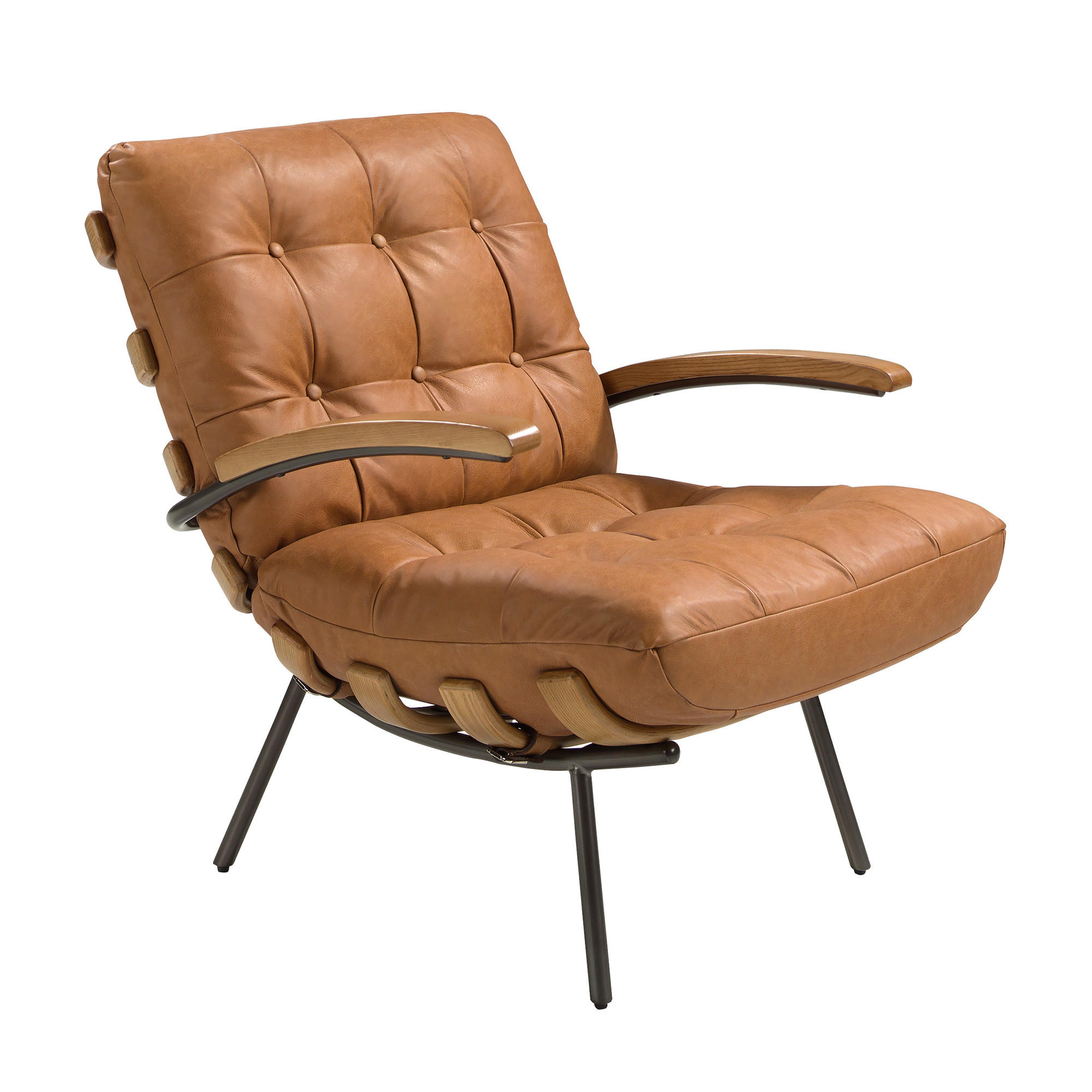 SESSEL Braun Stahl abgedunkelt 70/91/80 - Braun, Leder (70/80/91cm) - ANGEL CERDA