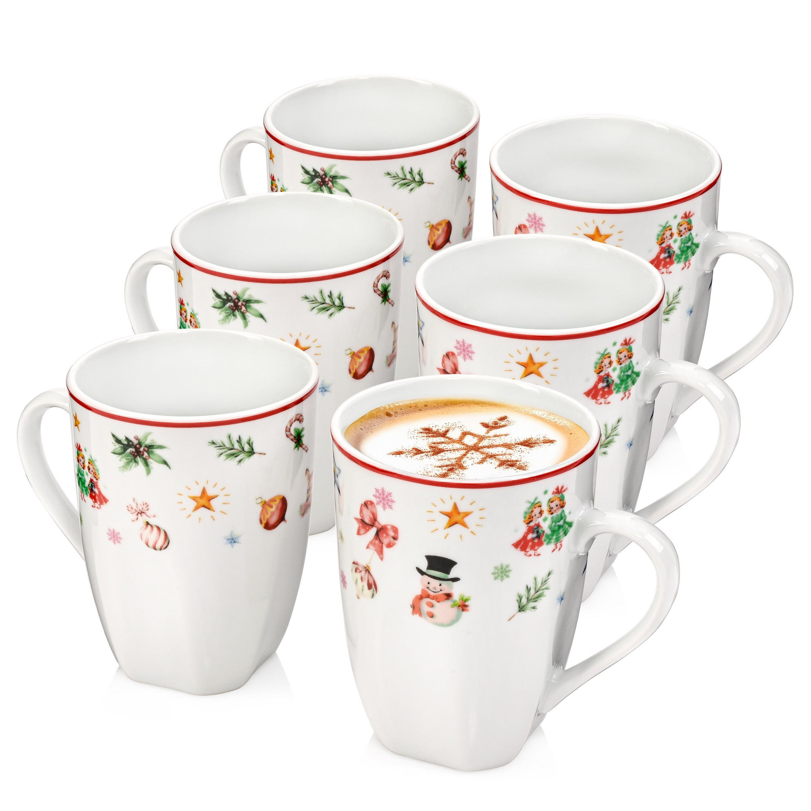 KAFFEEBECHER SET BILGOLA CHRISTMAS DESIGN - 6 teilig aus Porzellan - Weiß, Keramik (0.4L) - Sänger
