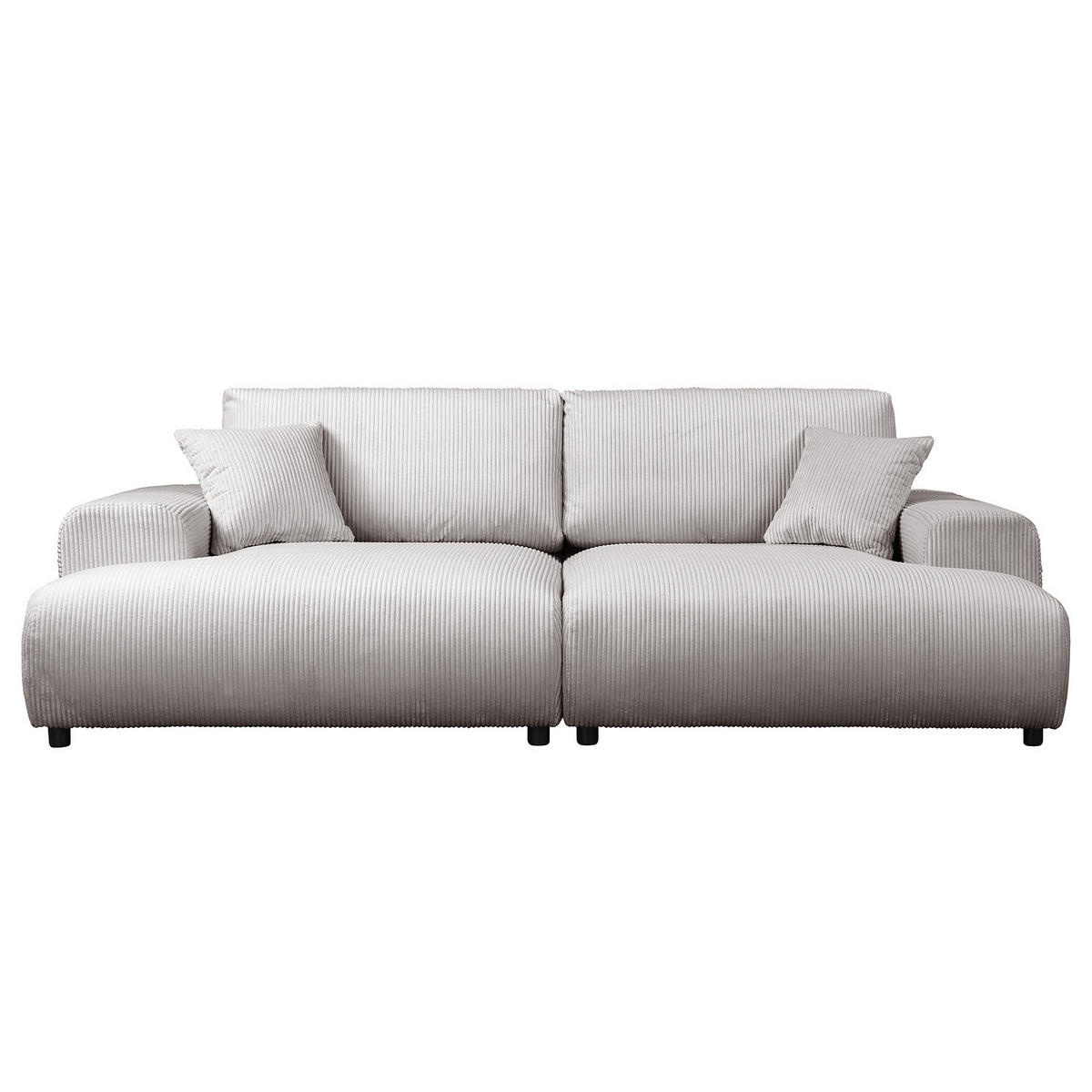 BIGSOFA - Hellgrau/Schwarz, Kunststoff/Textil (237/79/144cm) - home24