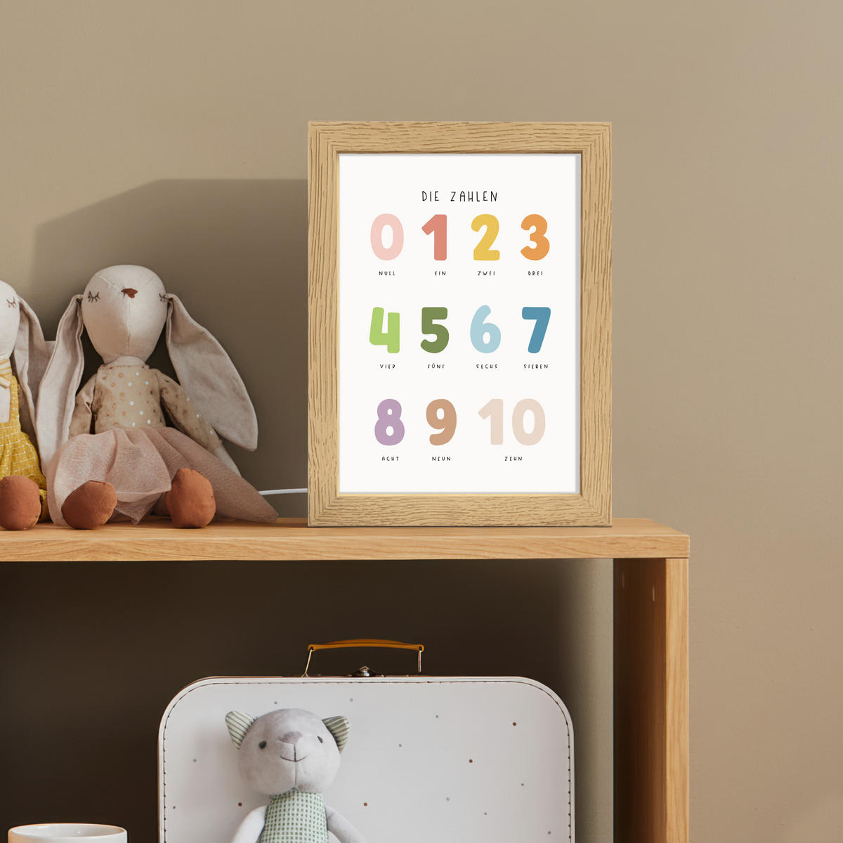 NACHTTISCHLAMPE Pädagogisch - Zählen lernen - Weiß - Farben - 1-10 15x20 cm - Weiß, Holzwerkstoff (8/15/20cm)