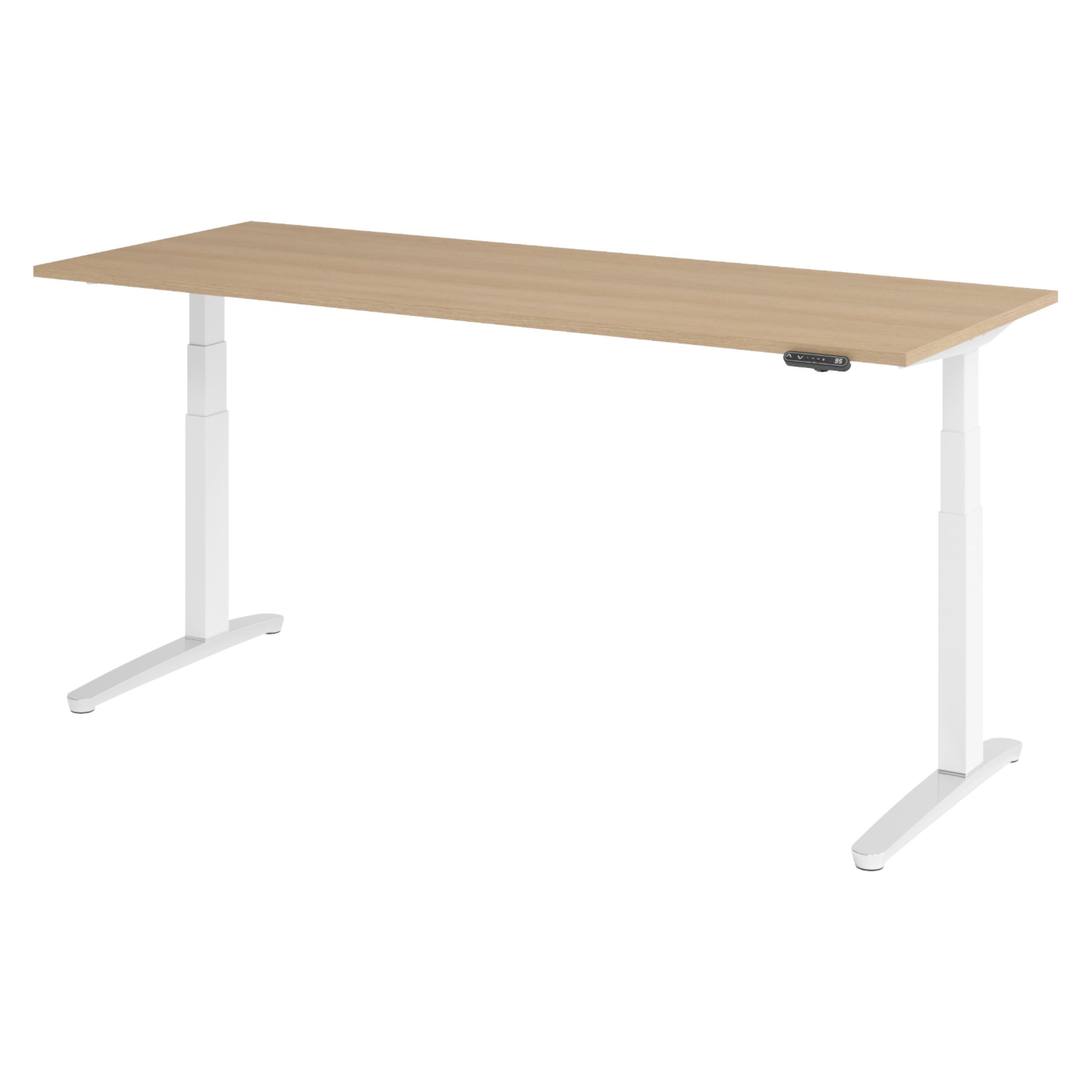 SCHREIBTISCH elektrisch XBHM 80/200/74 cm in Eichefarben/Weiß/Alu poliert - Eichefarben/Silberfarben, Holzwerkstoff (80/200/74cm) - bümö