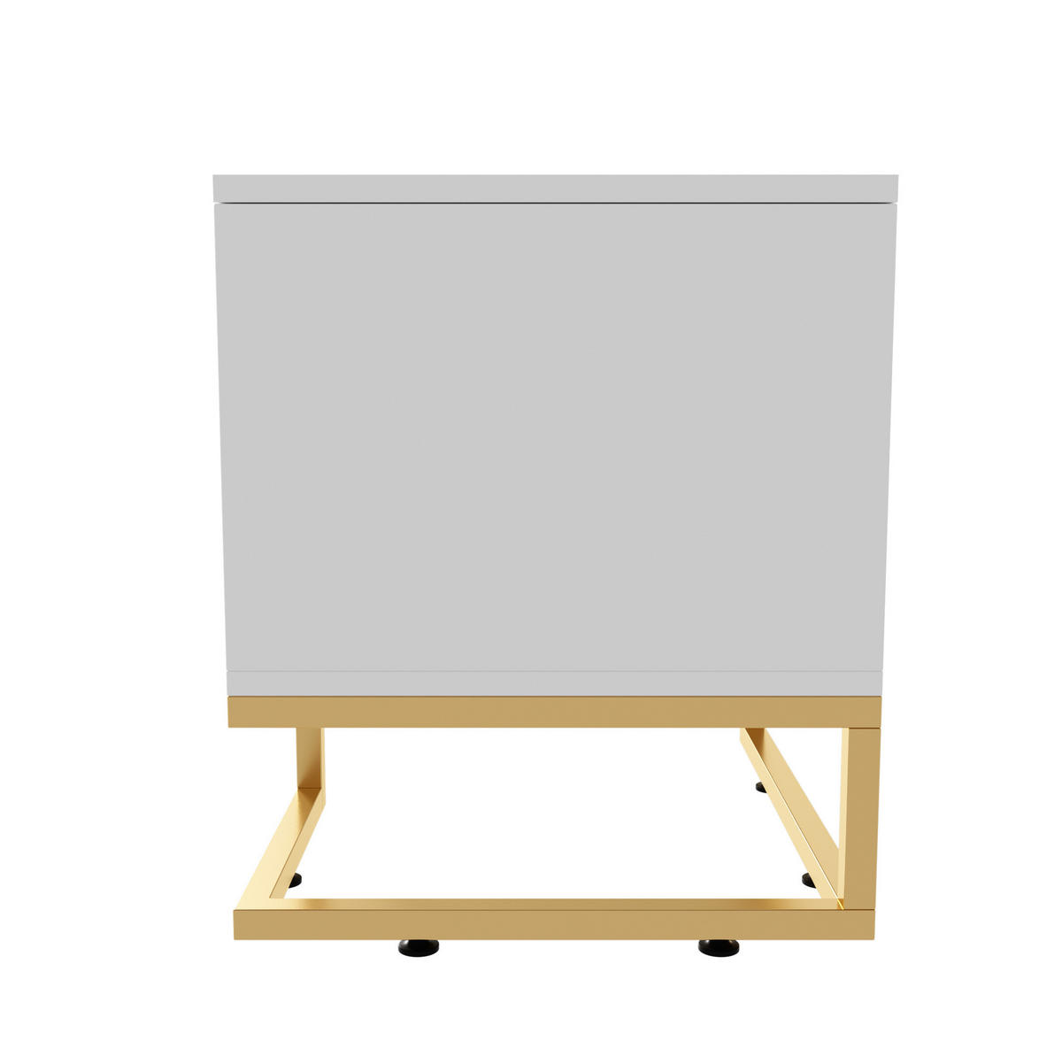 LOWBOARD in Weiß und Gold TV-Schrank mit strukturierter Tür für Wohnzimmer, B170/T40/H45.5 cm - Goldfarben/Weiß, Holzwerkstoff/Metall (170/45.5/40cm) - STILVORA