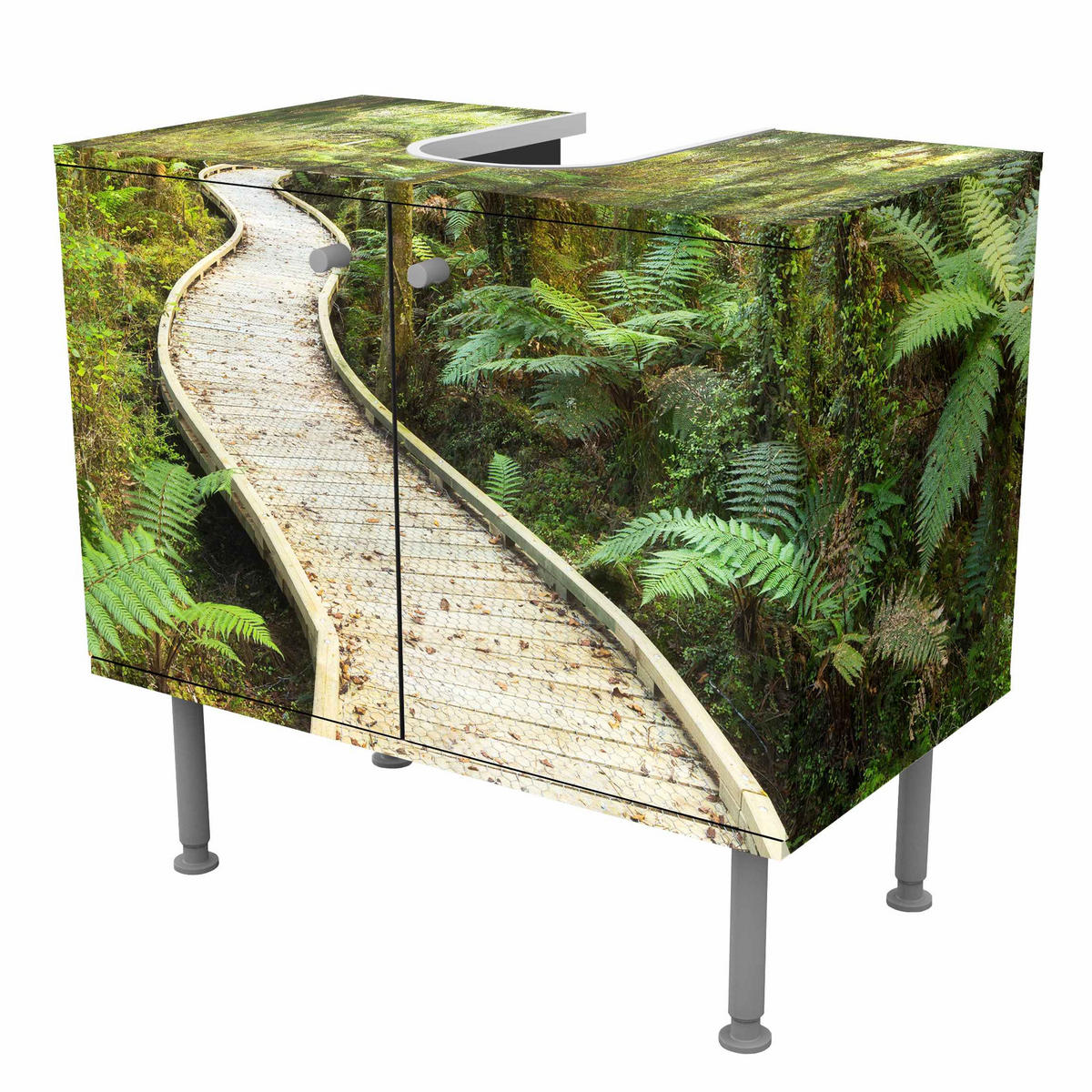 WASCHBECKENUNTERSCHRANK Pfad im Urwald 60/55/35 cm - Grün, Holzwerkstoff (60/55/35cm) - Bilderwelten