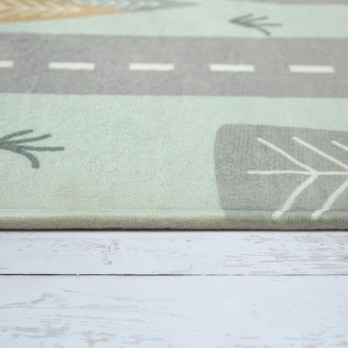 KINDERTEPPICH waschmaschinenwaschbar Waldwege‑Muster Kinderzimmer schmutzabweisend Türkis Rechteckig 155x230 - Blau, Textil (155/230cm) - KADIMA DESIGN