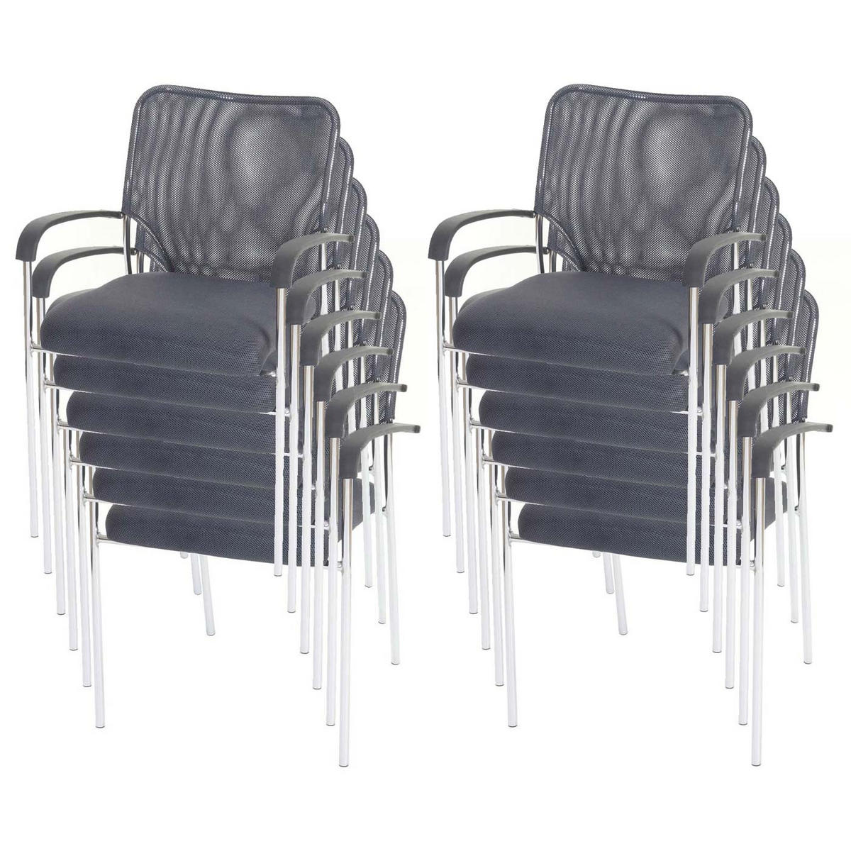 BESUCHERSTUHL 12ER-SET Grau - Grau, Textil (55/83/60cm) - MCW
