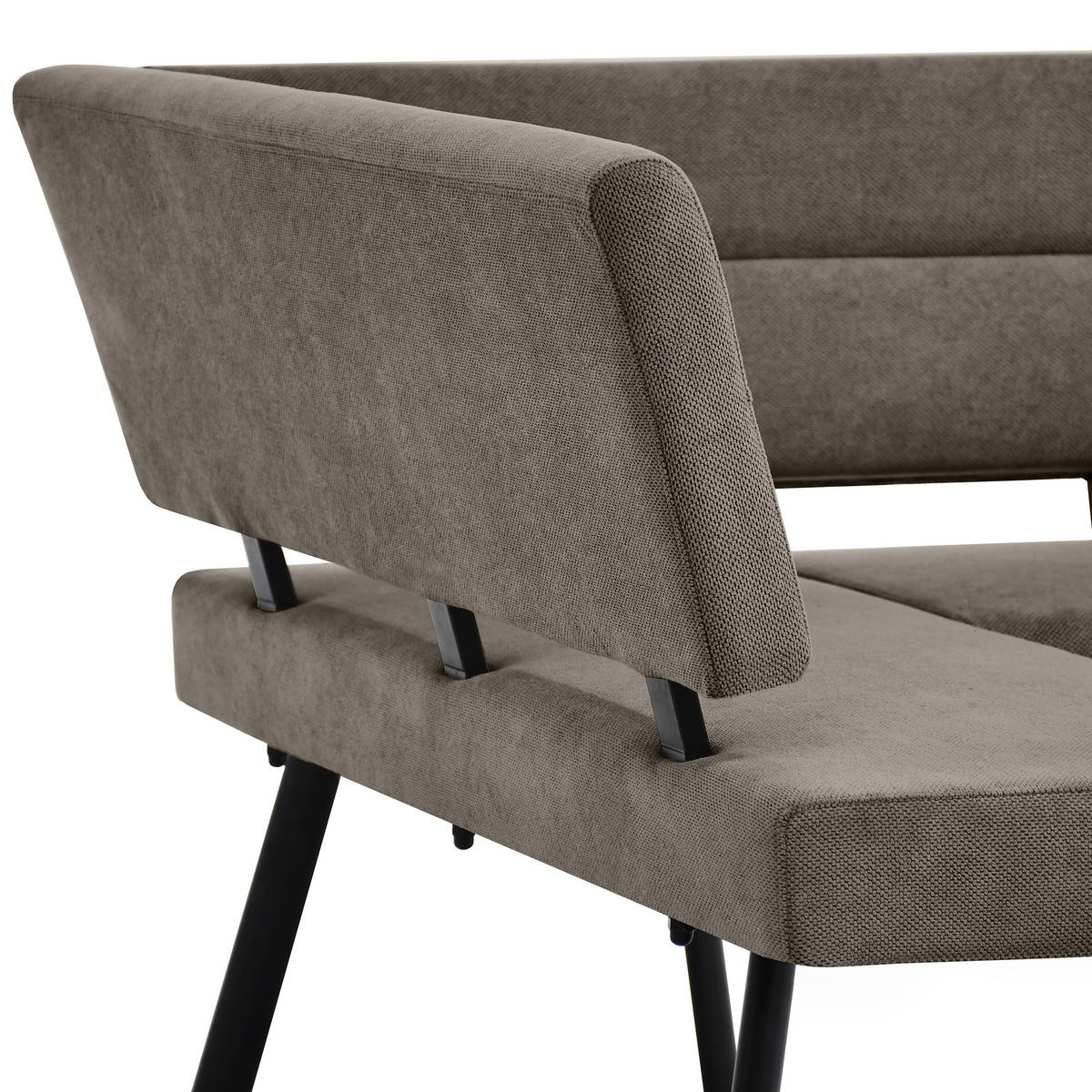ECKBANK Zerra 192x153 cm, mit Metallbeinen, Curio-Stoff, Braun - Schwarz/Braun, Metall (192/153cm) - Beautysofa