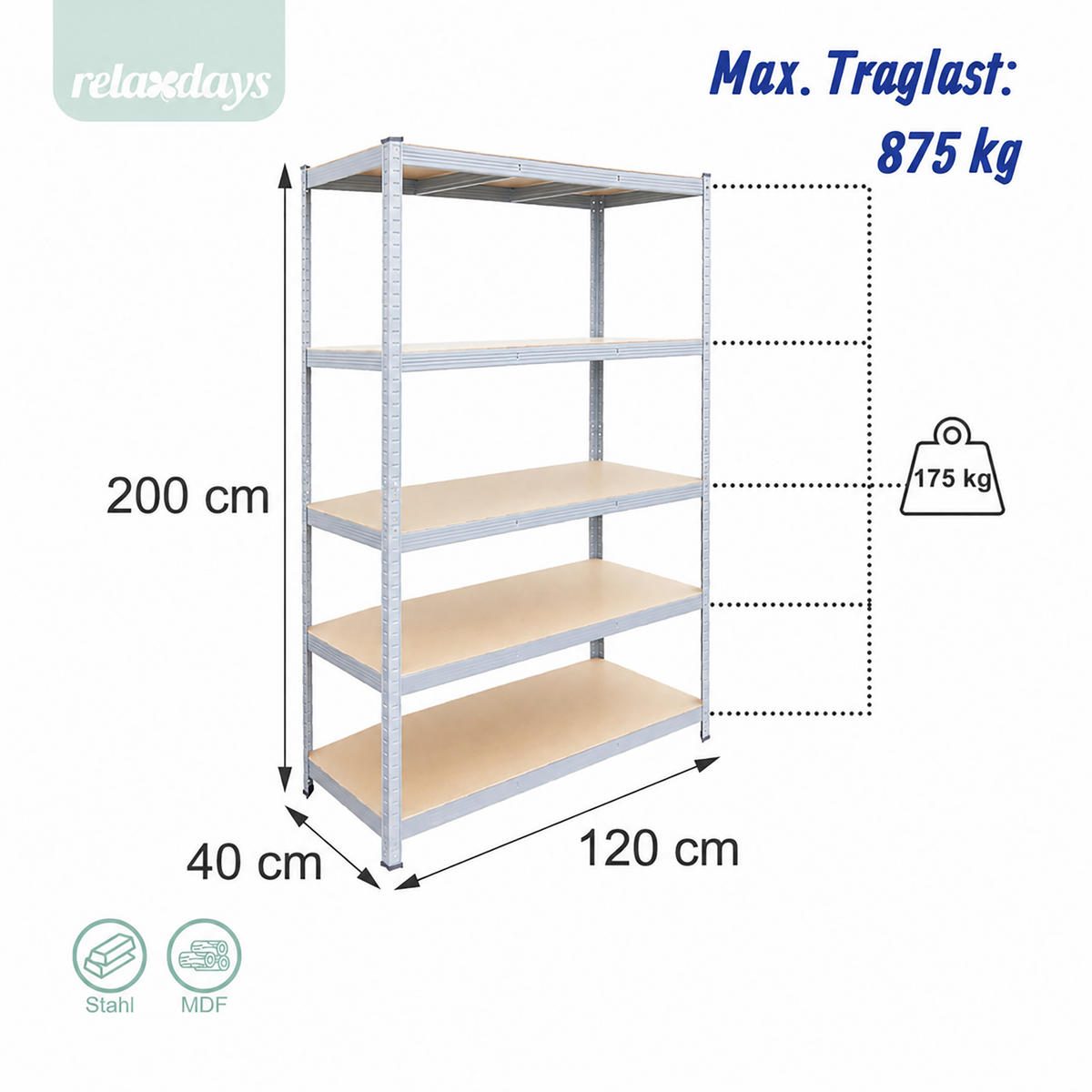 RAFT Gri 5-niveluri - multicolor, material plastic/compozit lemnos (120/200/40cm) - Relaxdays