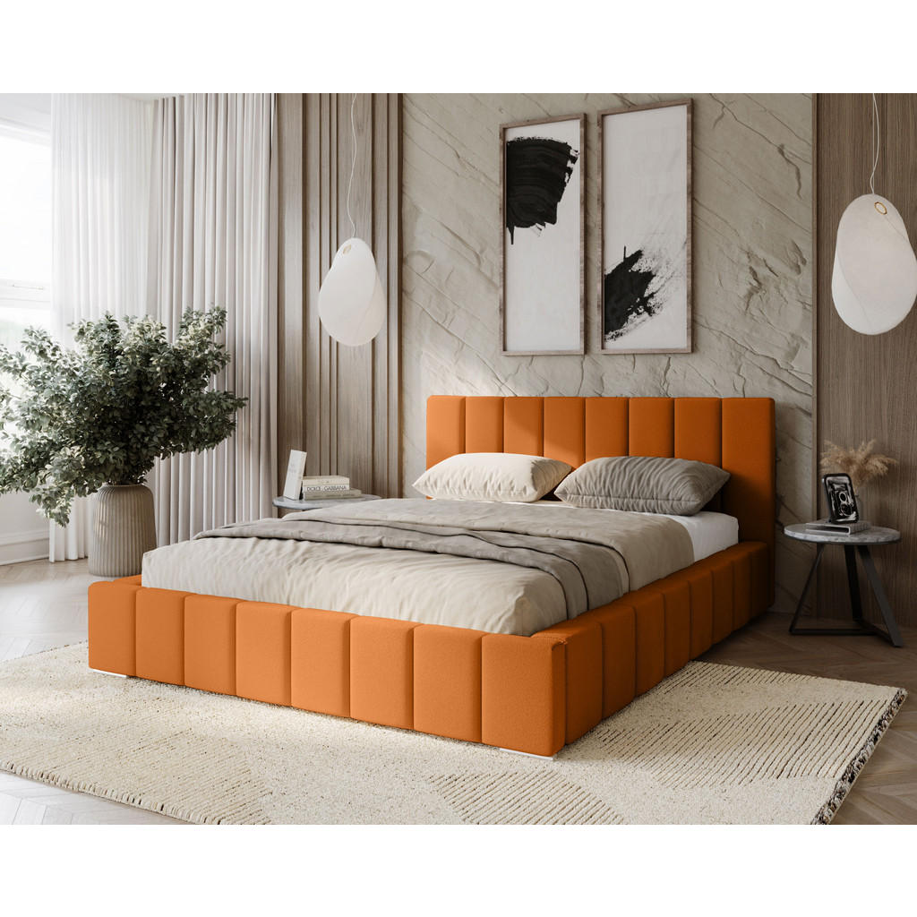 Thumbnail - Marpur Polsterbett, Orange, Textil, 140x200 cm, Oeko-Tex® Standard 100, Schlafzimmer, Betten, Polsterbetten