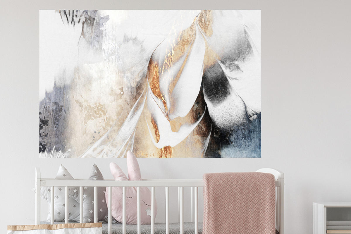 WANDTATTOO Luxus - Abstrakt - Gold - Weiß 120x80 cm - Goldfarben, Kunststoff (120/80/0.1cm) - MuchoWow