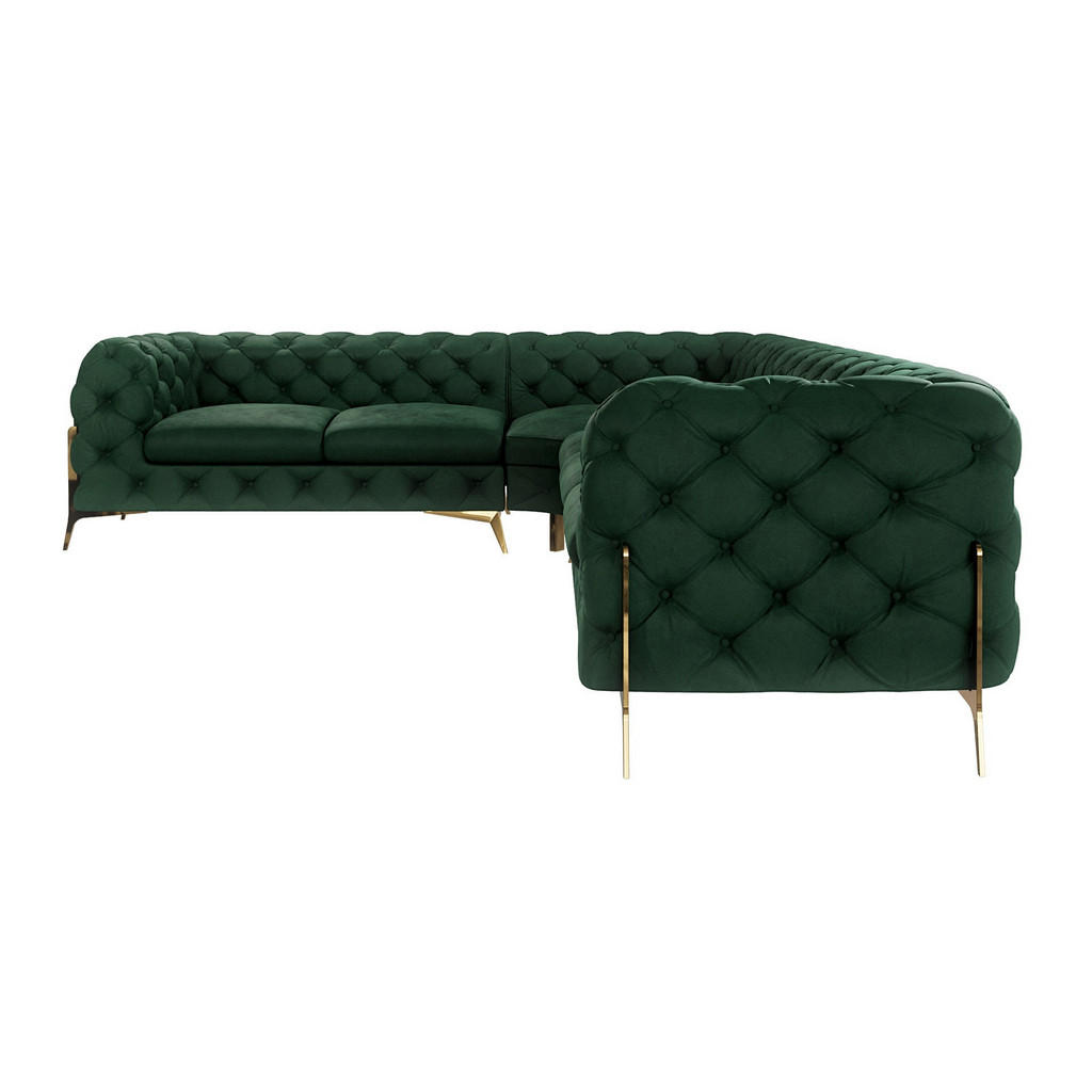 Thumbnail - S-Style Möbel Ecksofa, Smaragdgrün, Textil, Echtholz,Buche, Birke, 6-Sitzer, Eckteil, L-Form, Ottomane links,L-Form, 323...
