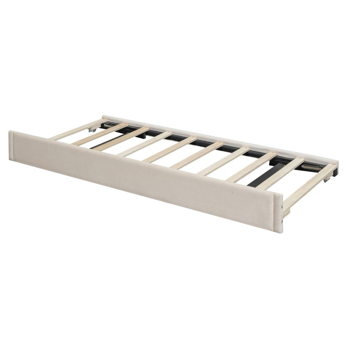 POLSTERBETT 90/200 cm mit Lattenrost, ausziehbarem Rollbett und Samtbezug, Beige - Beige, Textil (90/200cm) - Redom