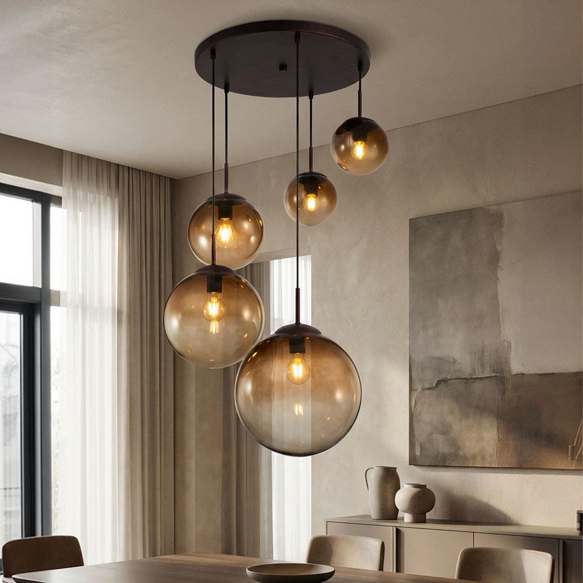 LED HÄNGELAMPE Varus Orange Glas - Orange, Glas (65/65/150cm) - Globo Lighting