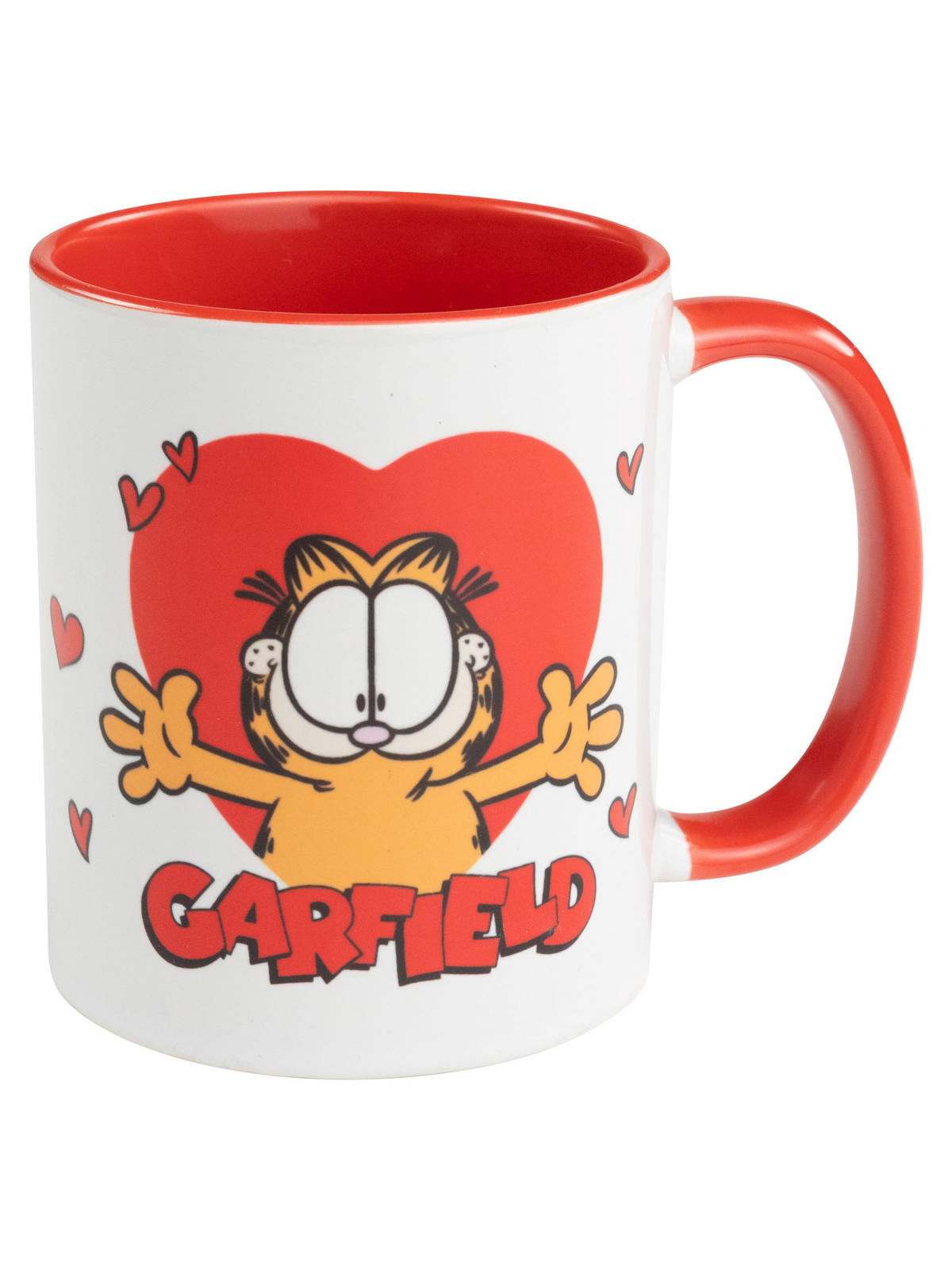 KAFFEEBECHER Garfield Hearts Weiß/Rot 320 ml - Multicolor, Keramik (0.32L) - United Labels