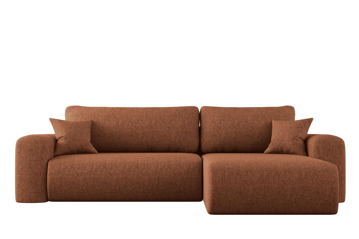 ECKSOFA Mit Schlaffunktion Und Bettkasten L-förmiges Sofa Capri Stoff Verita Rechts Kupfer - Kupferfarben, Holz (272/145cm) - Kaiser Möbel