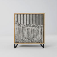 SIDEBOARD GRAIN LINES, Eichefarben, 57,5x42x67,5 cm, Schwarze Metall-Rahmenfüße - Eichefarben/Multicolor, Holzwerkstoff/Metall (57.5/67.5/42cm) - SpaceRebels