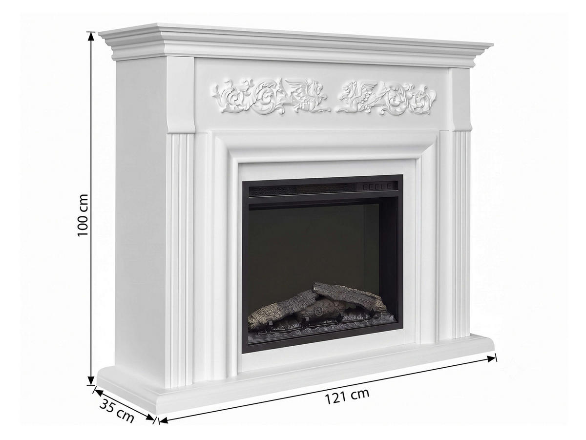 ELEKTROKAMIN Monferrato AF24 – weiß, freistehend, MDF-Verkleidung, 3D-Flammeneffekt, LED-Beleuchtung, Heizfunktion - Weiß, Glas/Holzwerkstoff (121/100/35cm) - ArtiFlame