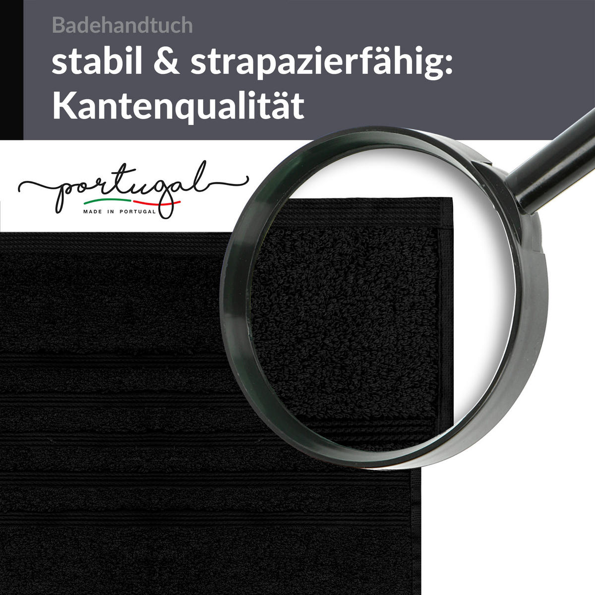 BADETUCH London Schwarz 2er Set 100x150 - Schwarz, Textil (100/150cm) - Lashuma