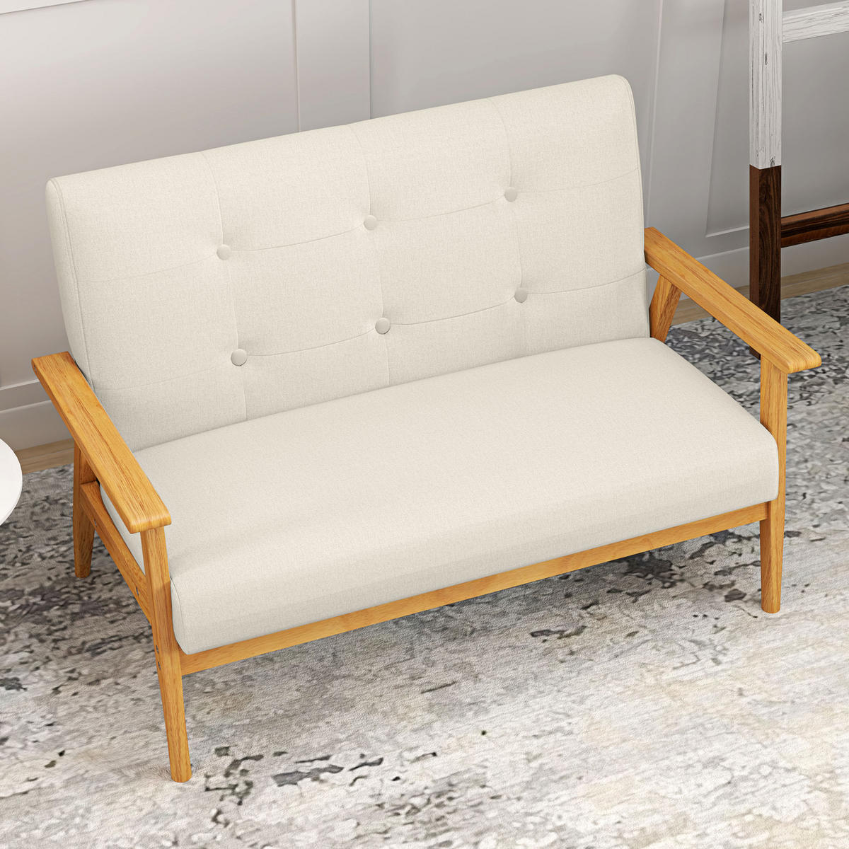 2-SITZER-SOFA DE-13546 skandinavisch mit Knopfheftung Beige - Beige, Textil (66.5/73/115cm) - ComfortXL