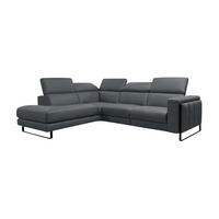 ECKSOFA Marchesi Echtleder Anthrazit - Anthrazit, Leder/Metall (220/80/257cm)