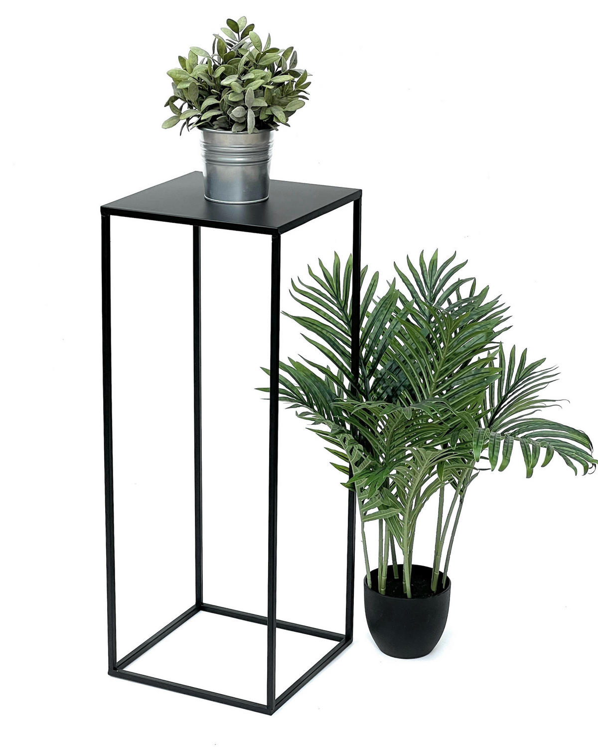 BLUMENHOCKER Metall Schwarz Eckig 70 cm  96315 L - Schwarz, Metall (28/70/28cm) - DanDiBo