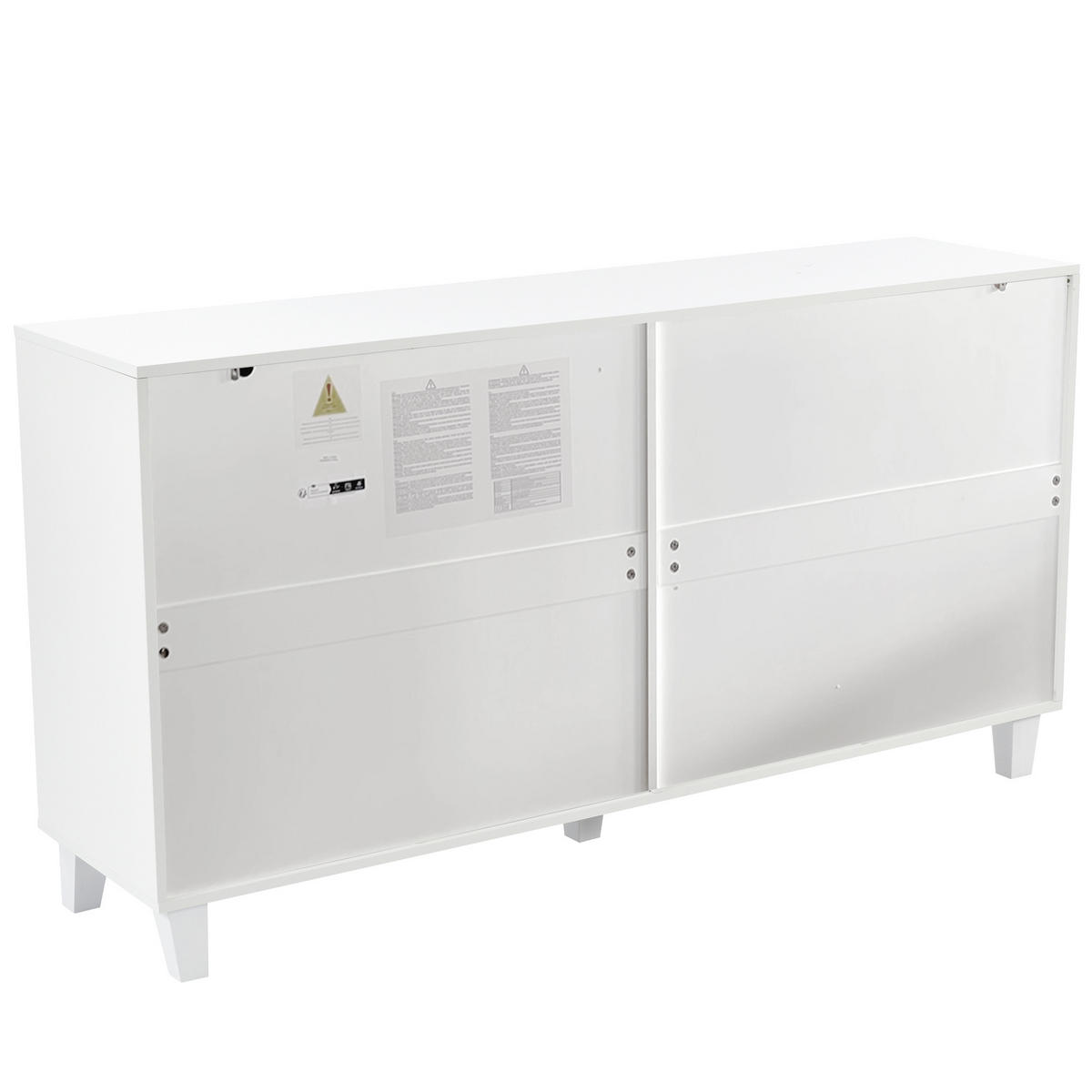 SIDEBOARD in Weiß mit verspiegelter Oberfläche, 4 Türen und kristallförmigen Glasgriffen, 160/40/84 cm, Weiß - Weiß, Holzwerkstoff (160/84/40cm) - Redom