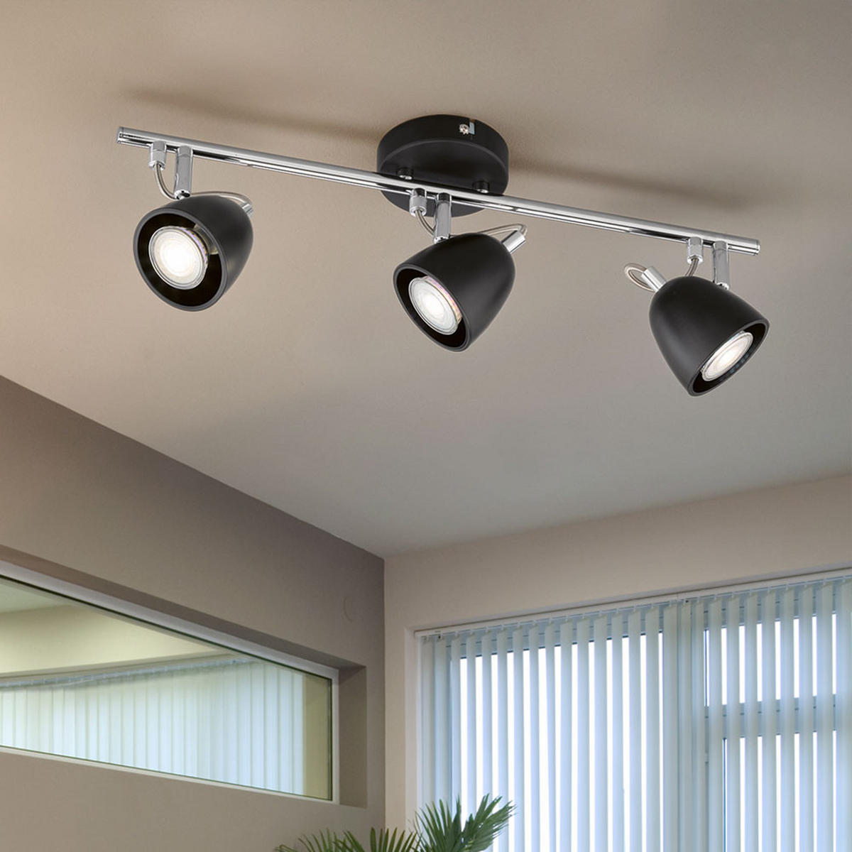 LED DECKENLEUCHTE Schwarz Chrom matt - Schwarz, Metall (50/10/16cm)