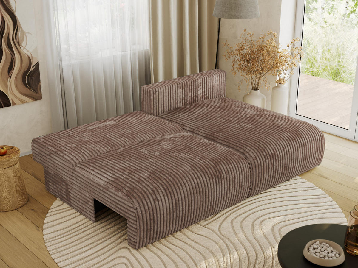 ECKSCHLAFSOFA VIVO L Braun Cord - rechts - Schwarz/Braun, Kunststoff/Textil (150/223cm) - MKS