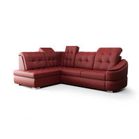 ECKSOFA KONGO RBN09, Eckcouch in L-Form mit Schlaffunktion, Farbe: Rot, Kunstleder, Ottomane Links - Rot, Textil (260/180cm) - O-Sofa