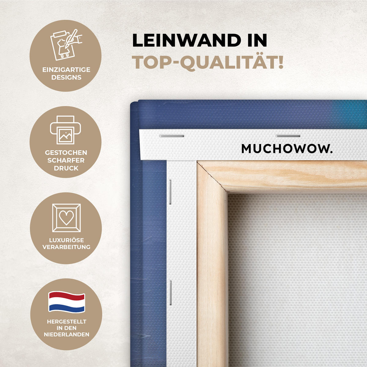 LEINWANDBILD Skyline - Pinselstriche - Dunkelblau - Leuchtend Wanddeko Schlafzimmer 60x90 cm - Blau, Textil (60/90cm) - MuchoWow