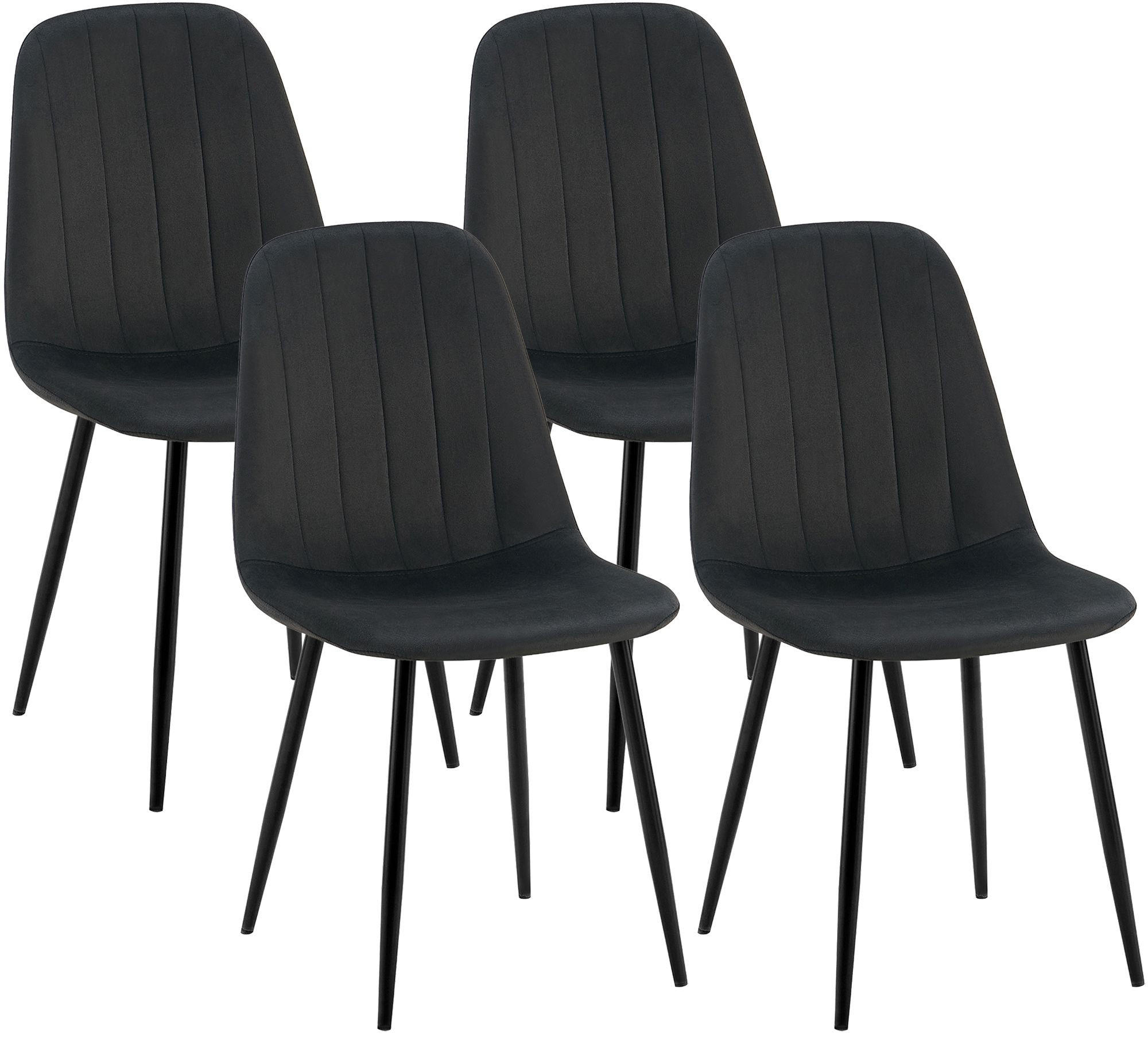 STUHL 4er Set Samt Schwarz - Schwarz, Textil/Metall (45/88/54cm) - CLP