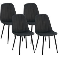 STUHL 4er Set Samt Schwarz - Schwarz, Textil/Metall (45/88/54cm) - CLP