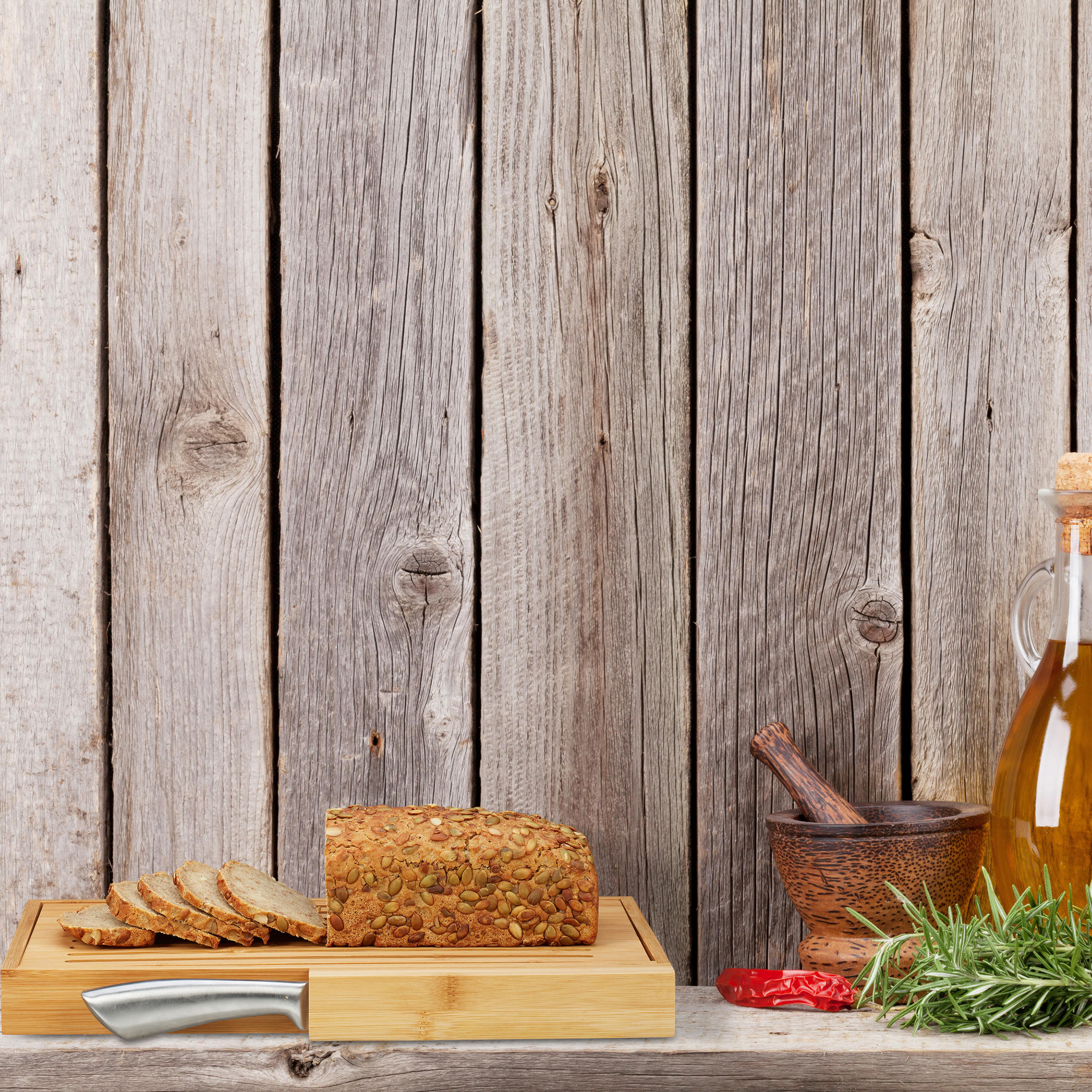 BROTSCHNEIDEBRETT - Hellbraun, Holz/Metall (40/24cm) - Relaxdays