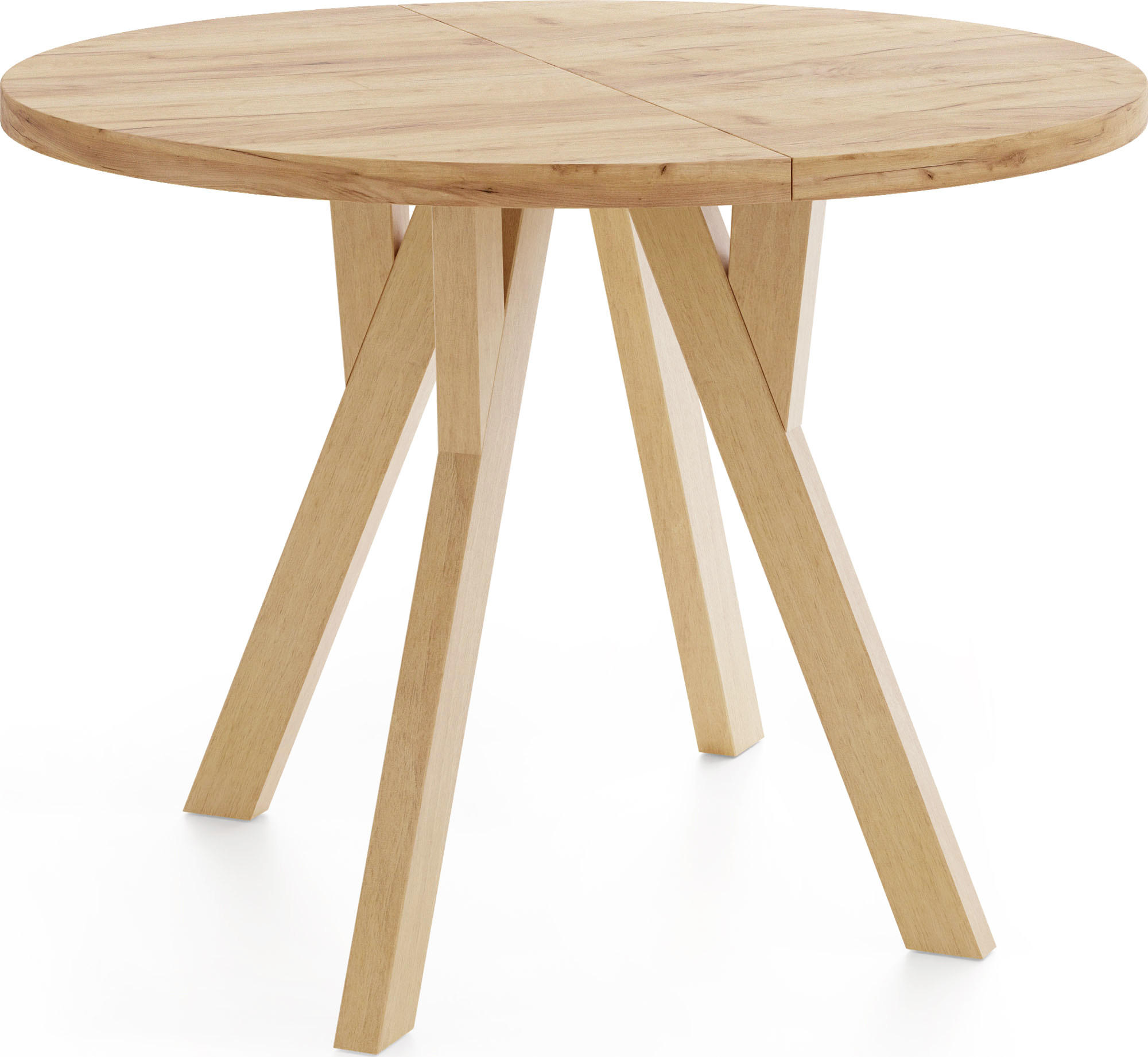 ESSTISCH Avero runder ausziehbarer, Eiche Craft braun 80-160/80/77 cm - Hellbraun/Eiche Wotan, Holz/Holzwerkstoff (80/80/77cm) - WFL GROUP